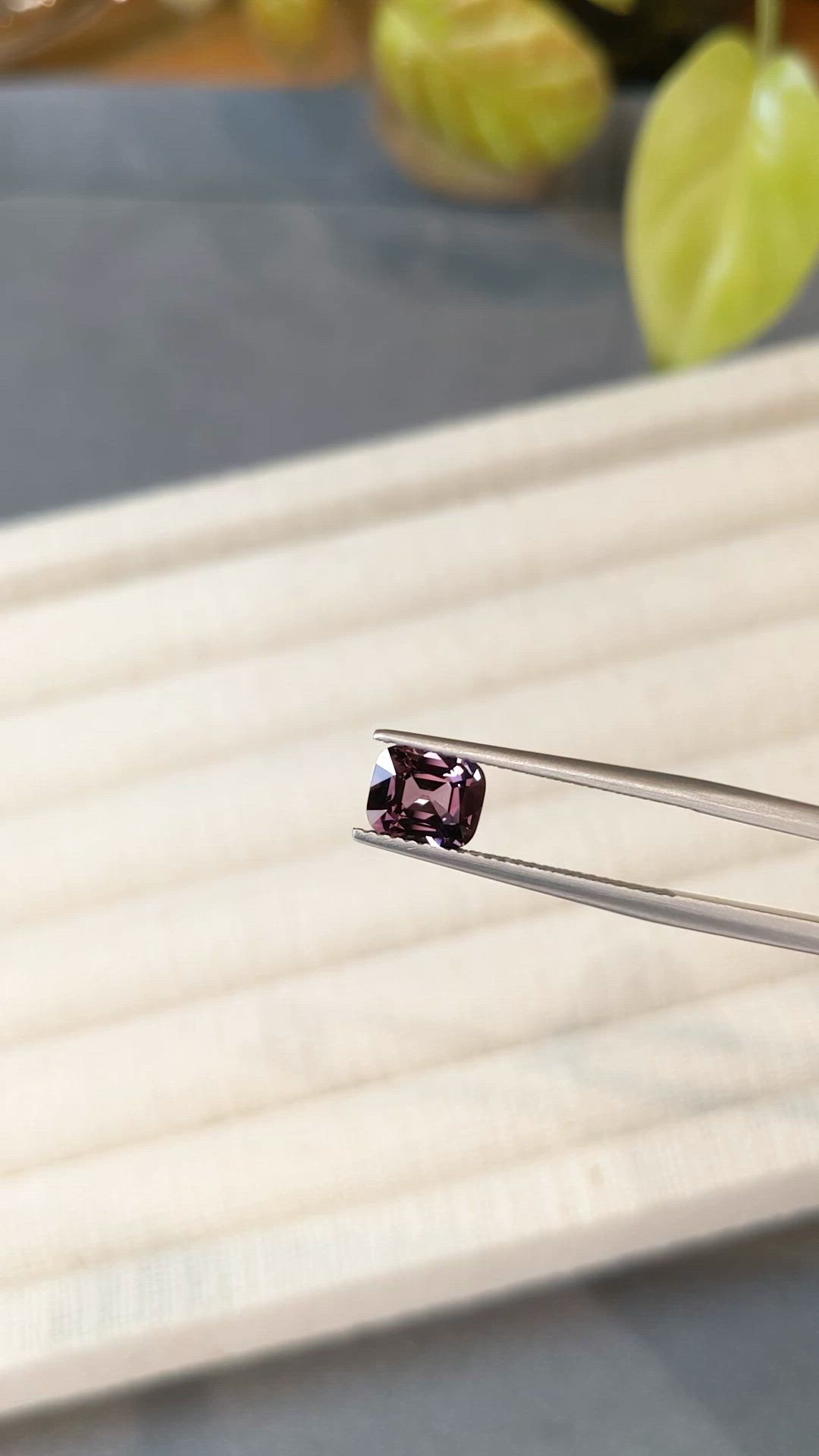 1.41 Ct. Pinkish Purple Spinel from Burma (Myanmar) Size Video