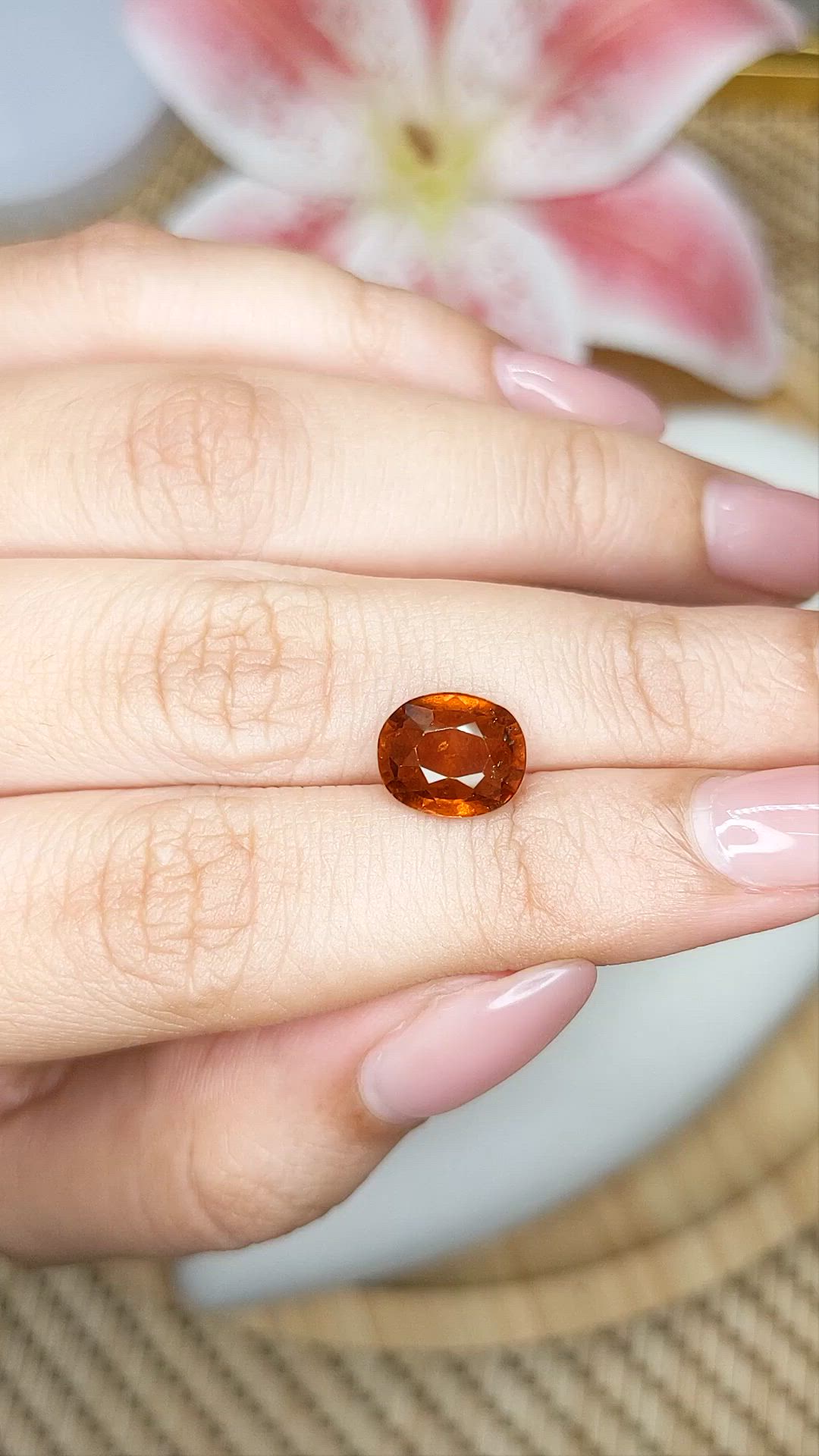 3.10 Ct. Orange Hessonite Garnet from Madagascar Size Video