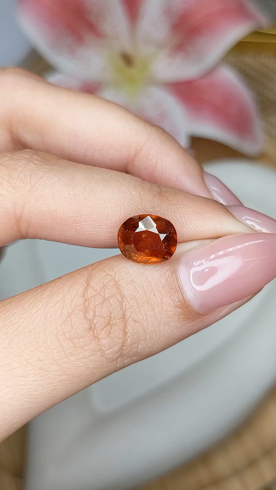3.10 Ct. Orange Hessonite Garnet from Madagascar Size Video