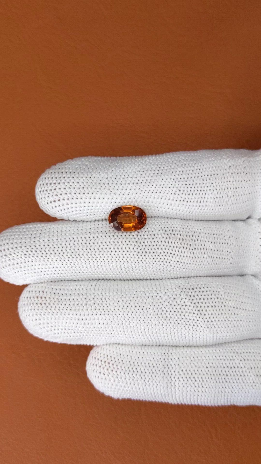 2.65 Ct. Orange Hessonite Garnet from Madagascar Size Video