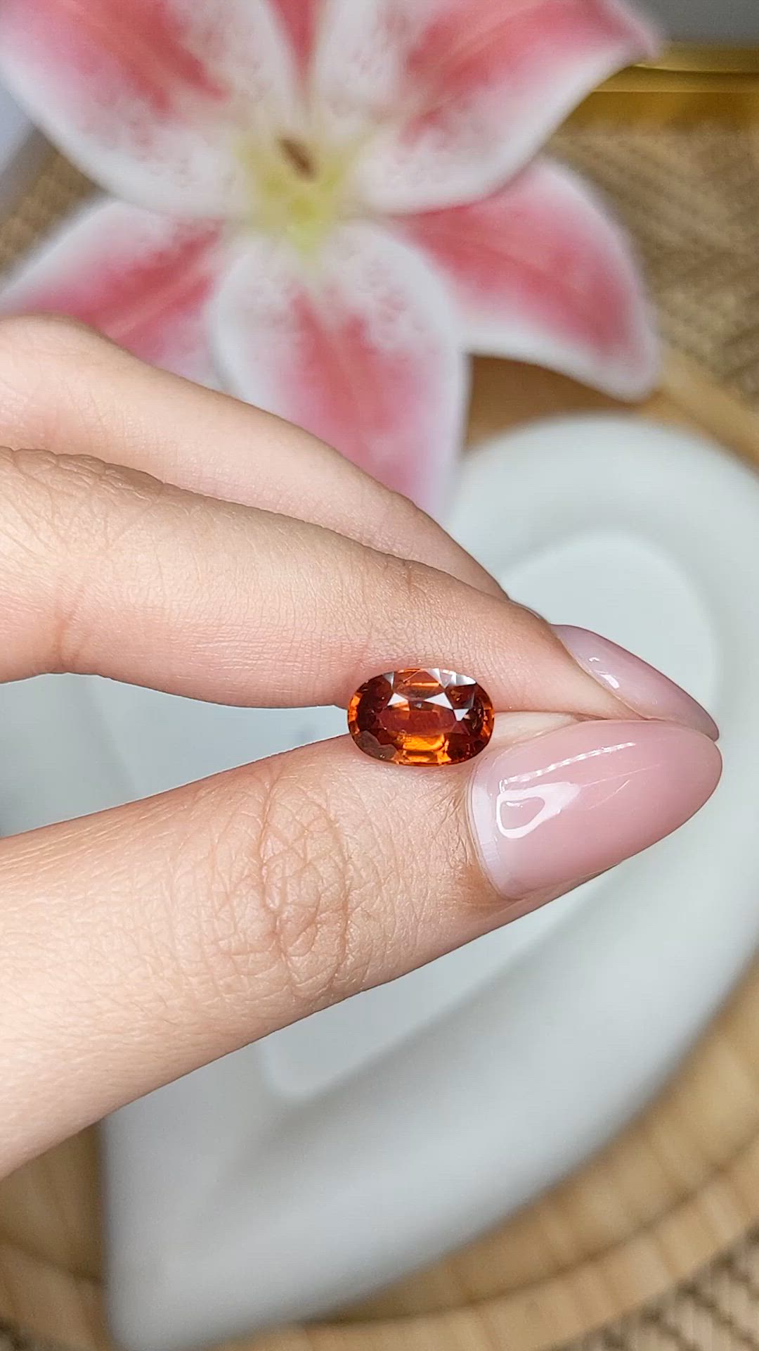 2.65 Ct. Orange Hessonite Garnet from Madagascar Size Video