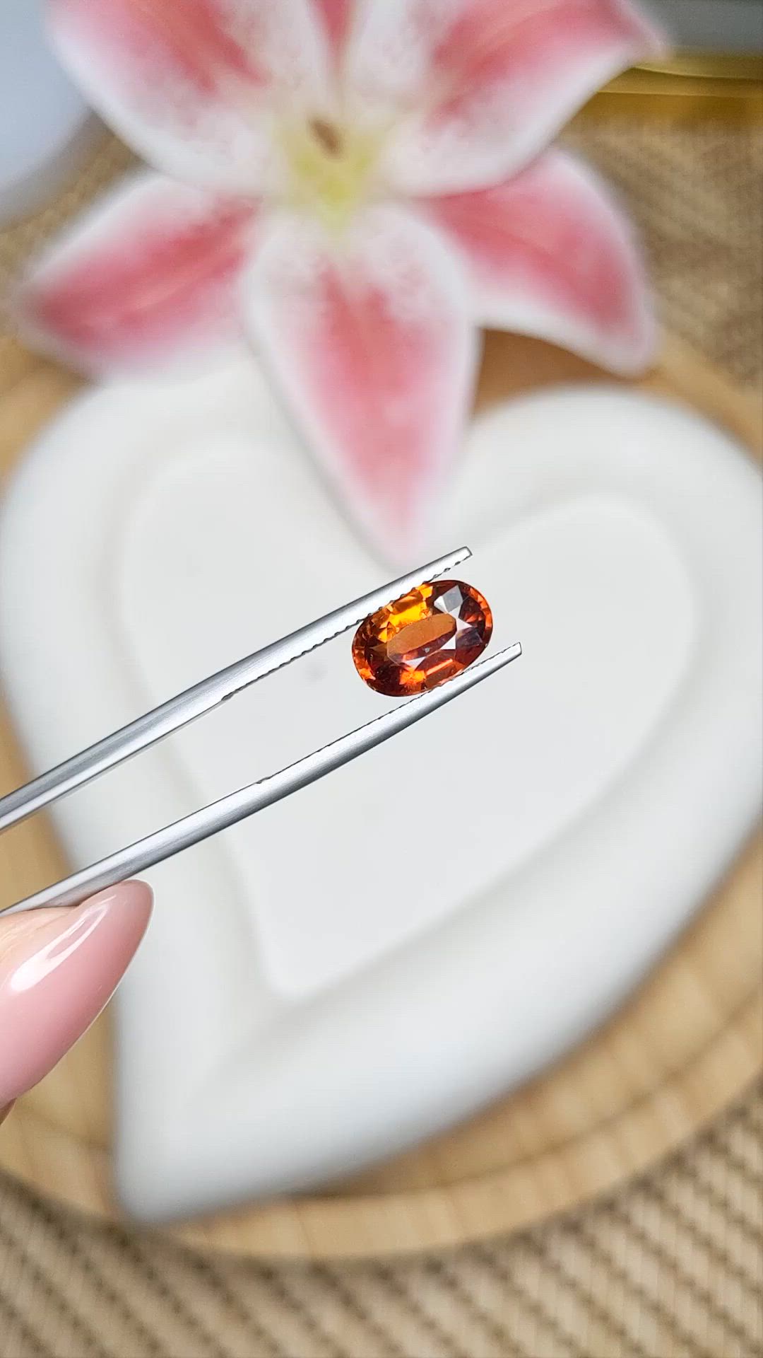 2.65 Ct. Orange Hessonite Garnet from Madagascar Size Video