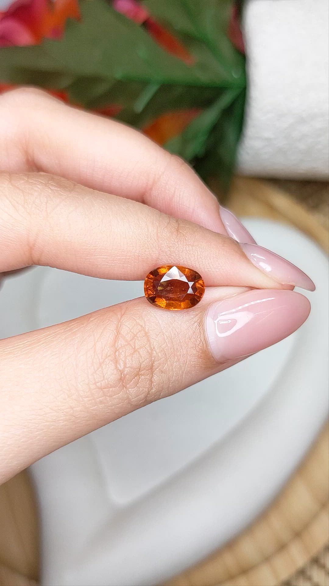 2.59 Ct. Orange Hessonite Garnet from Madagascar Size Video