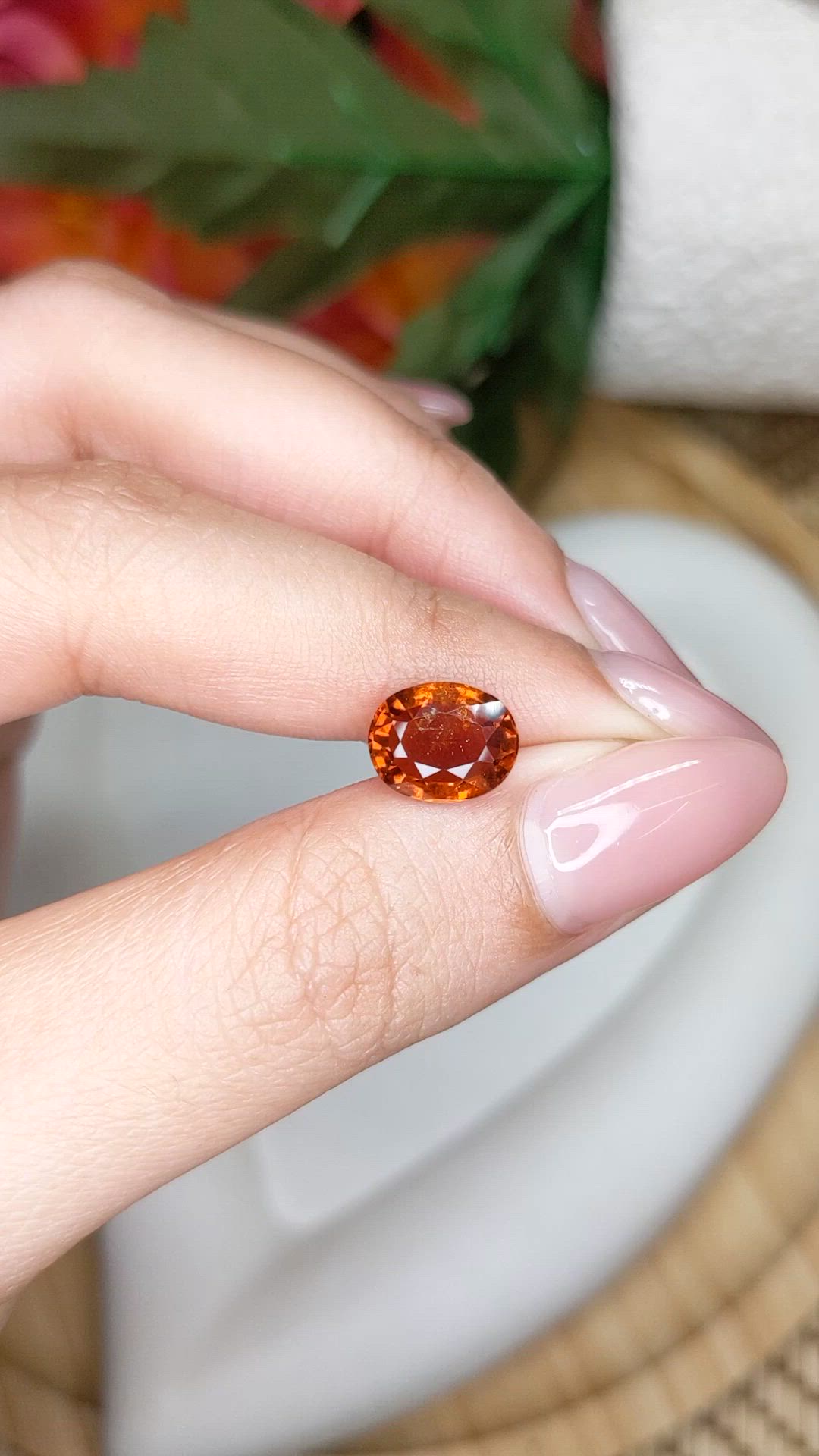 2.60 Ct. Orange Hessonite Garnet from Madagascar Size Video