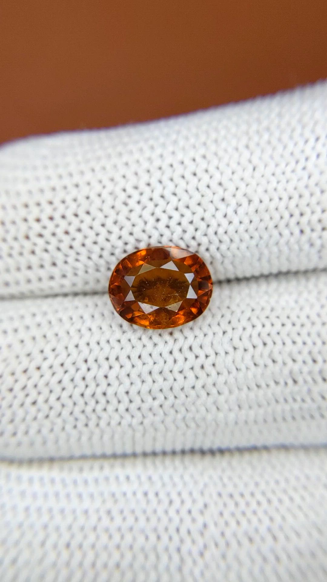 2.60 Ct. Orange Hessonite Garnet from Madagascar Size Video