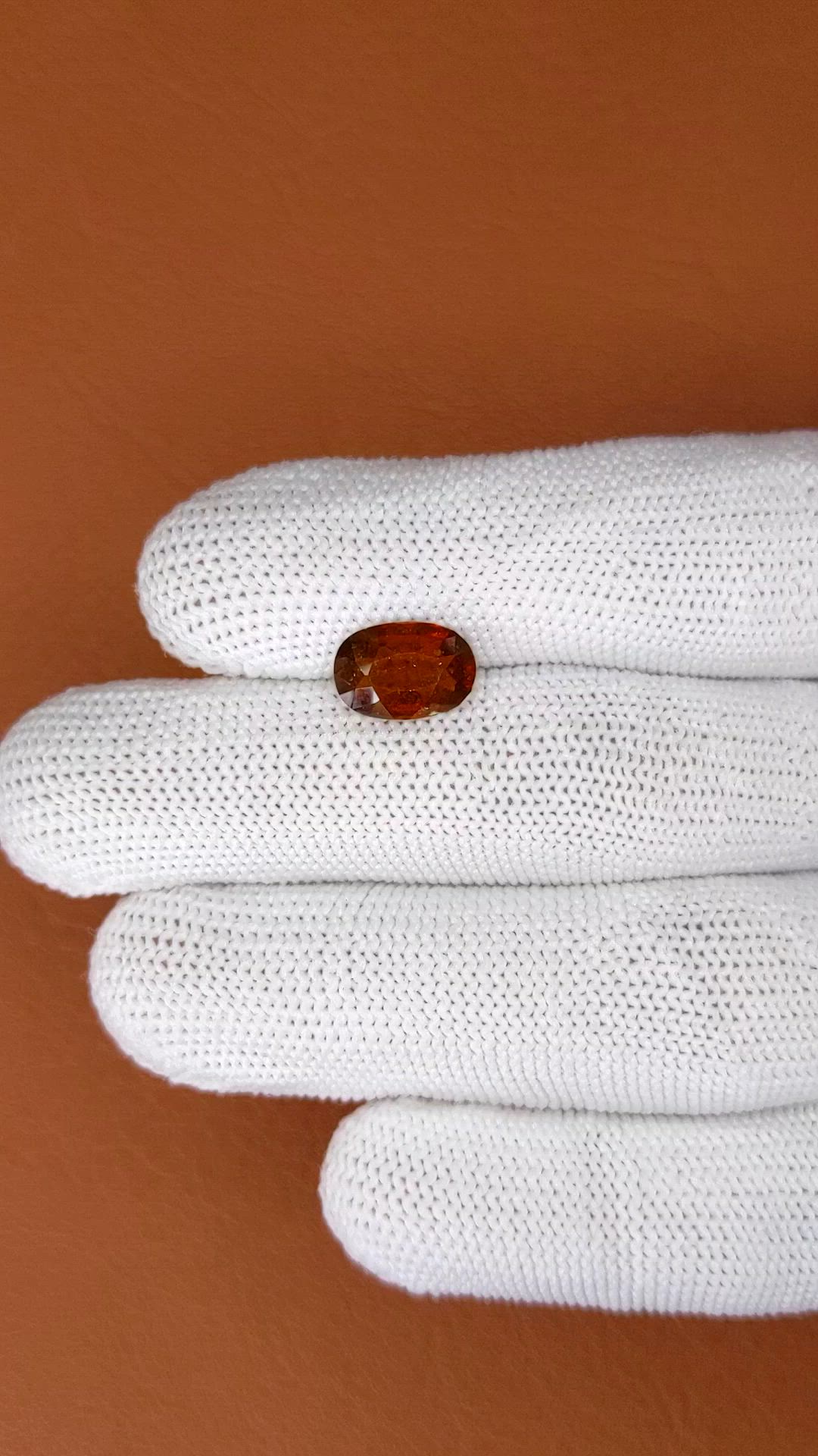 2.91 Ct. Reddish Brown Hessonite Garnet from Madagascar Size Video