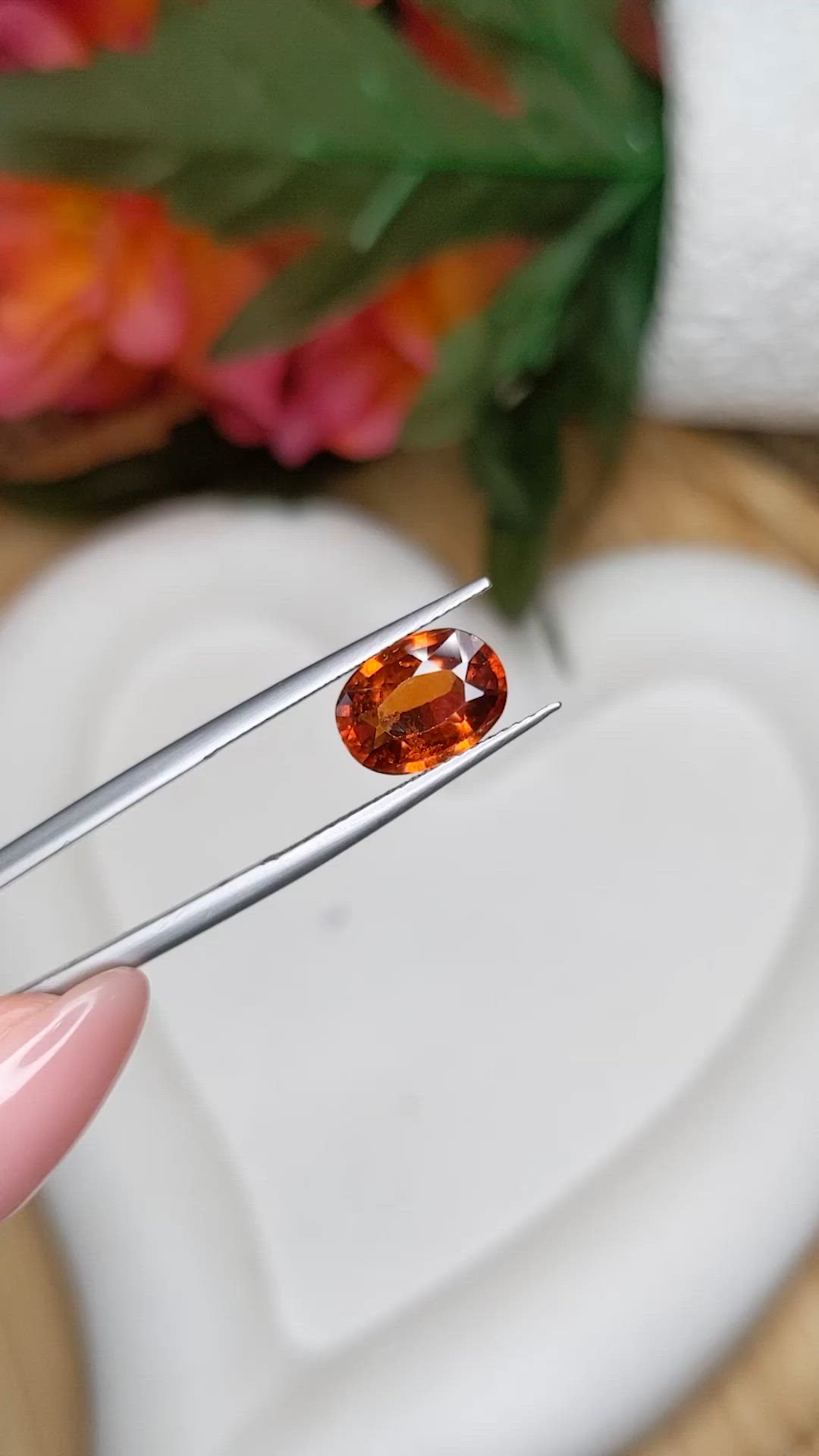 3.29 Ct. Reddish Orange Hessonite Garnet from Madagascar Size Video