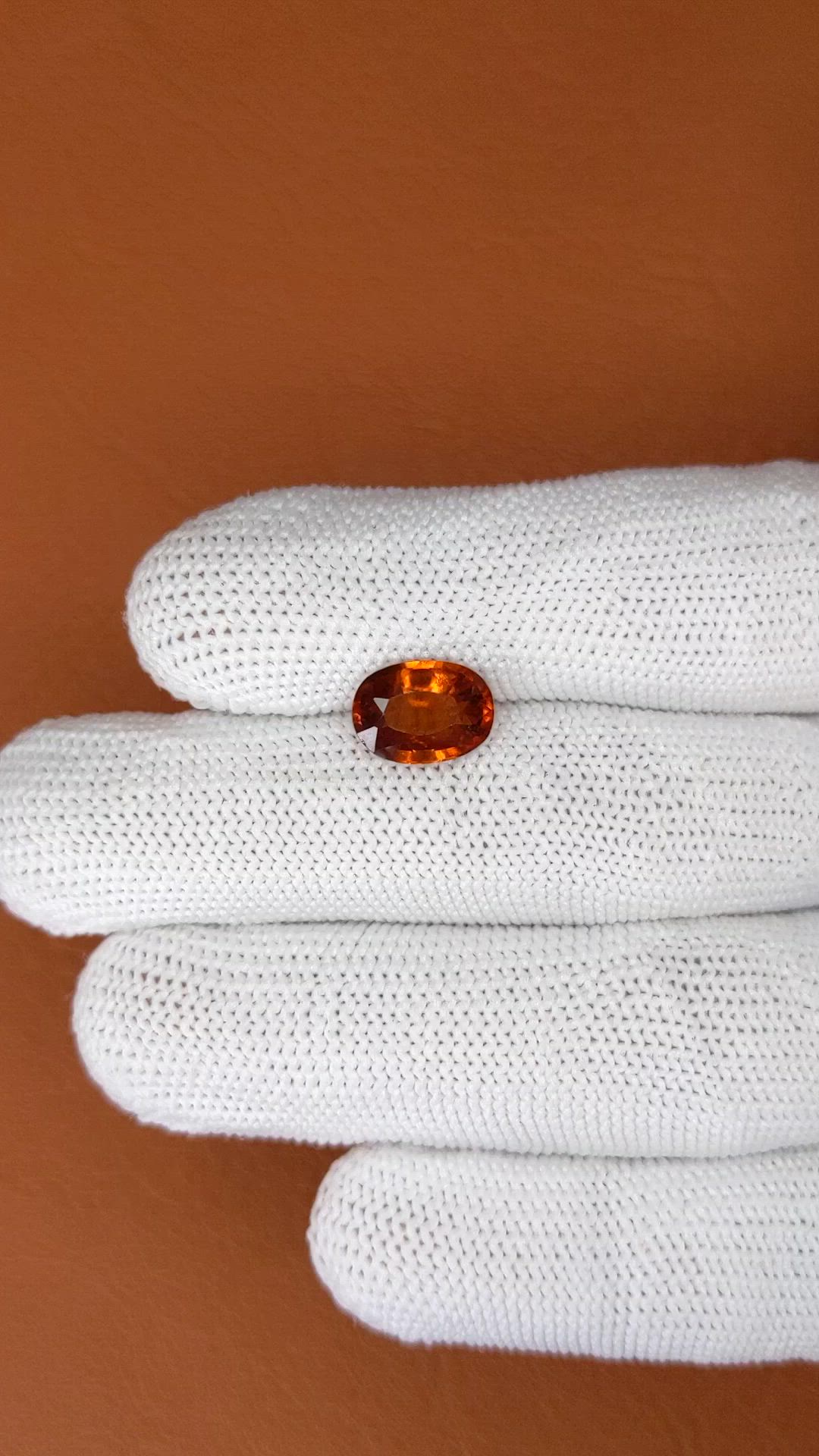 3.29 Ct. Reddish Orange Hessonite Garnet from Madagascar Size Video