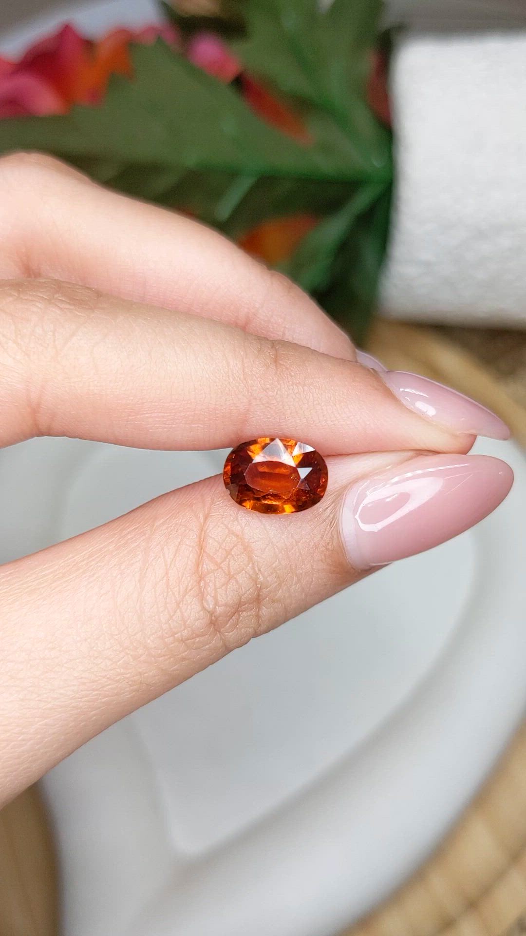 3.29 Ct. Reddish Orange Hessonite Garnet from Madagascar Size Video