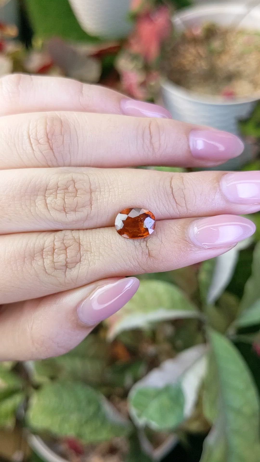 2.92 Ct. Orange Hessonite Garnet from Madagascar Size Video