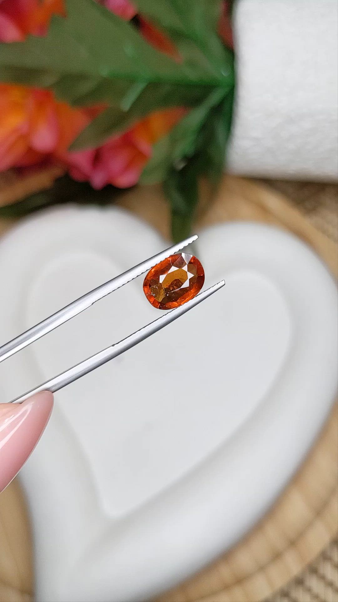 2.92 Ct. Orange Hessonite Garnet from Madagascar Size Video