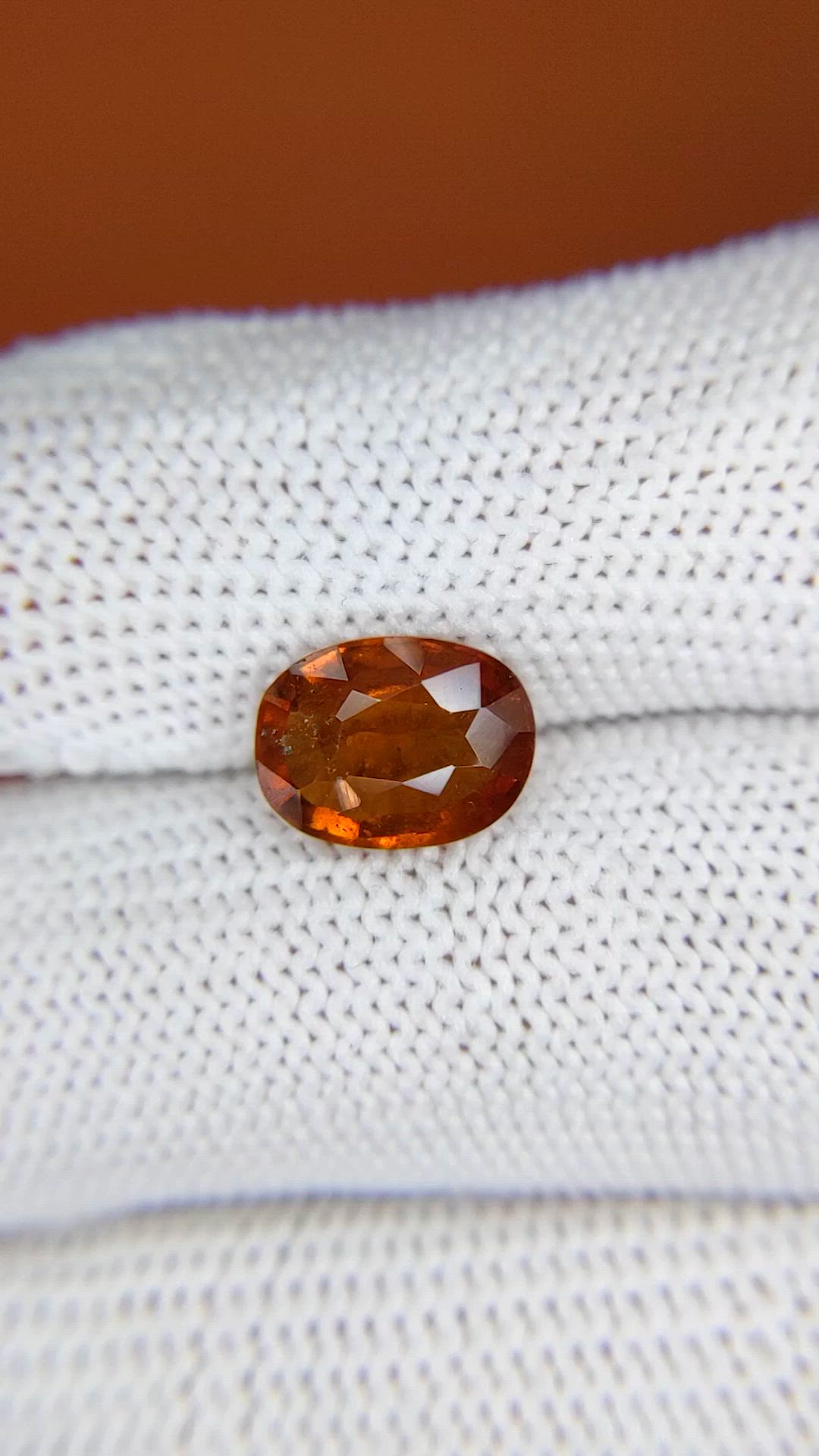 2.92 Ct. Orange Hessonite Garnet from Madagascar Size Video
