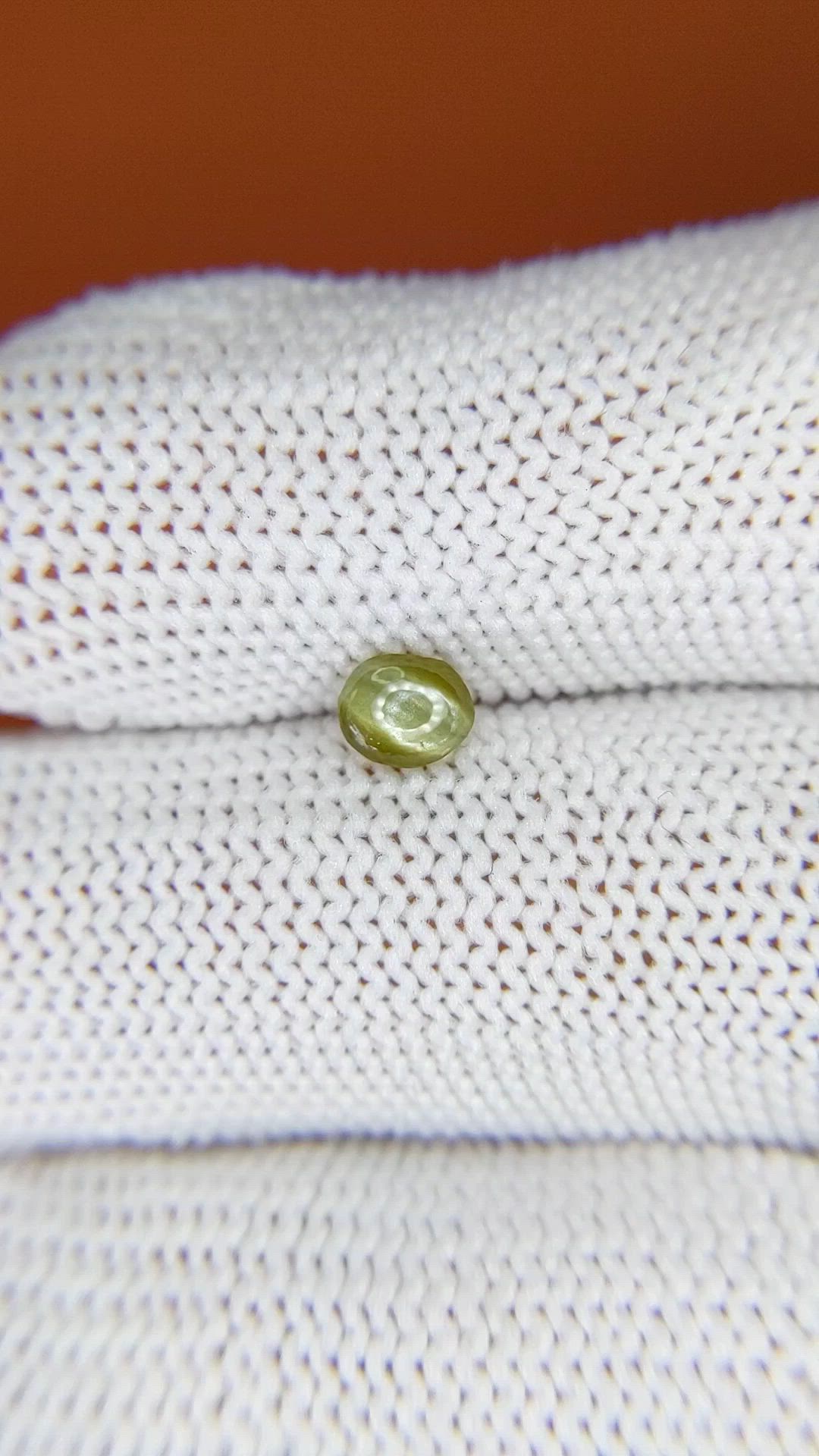 0.52 Ct. Yellowish Green Cabochon Chrysoberyl from Ceylon (Sri Lanka) Size Video