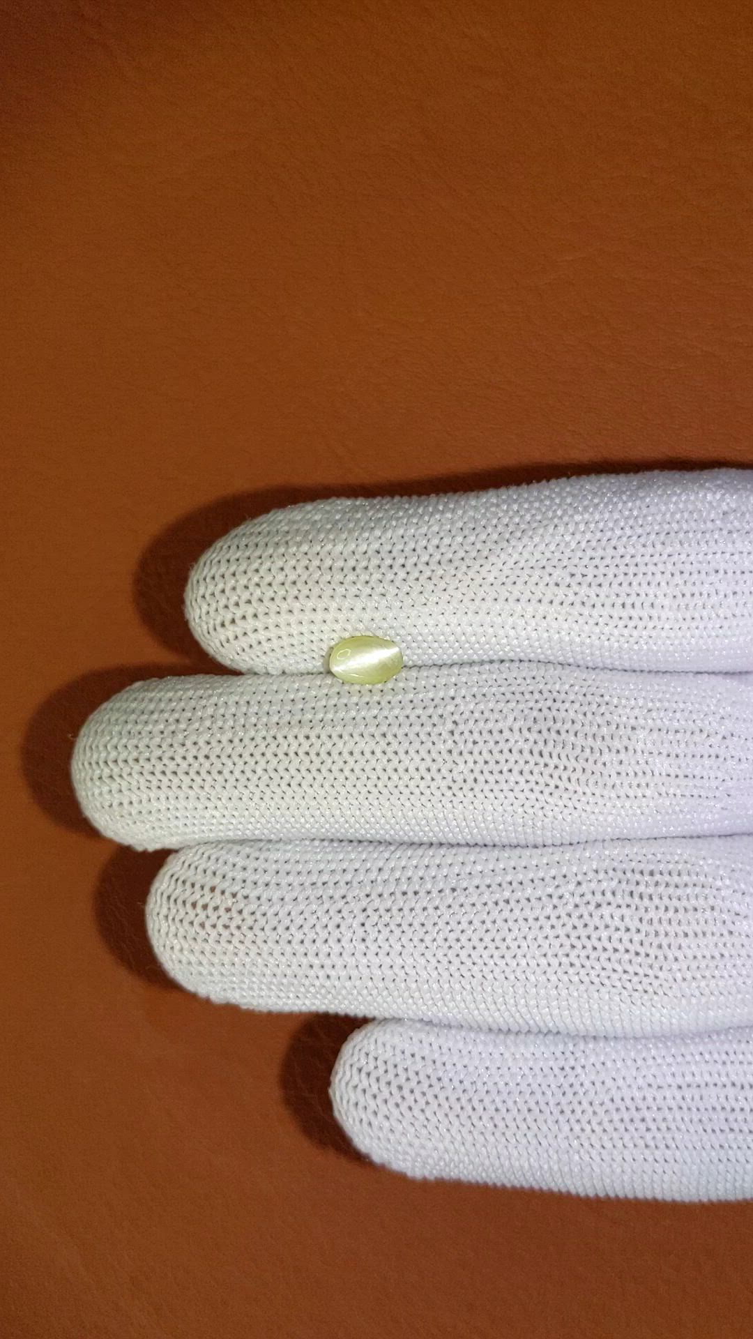 0.83 Ct. Yellowish Green Cabochon Chrysoberyl from Ceylon (Sri Lanka) Size Video