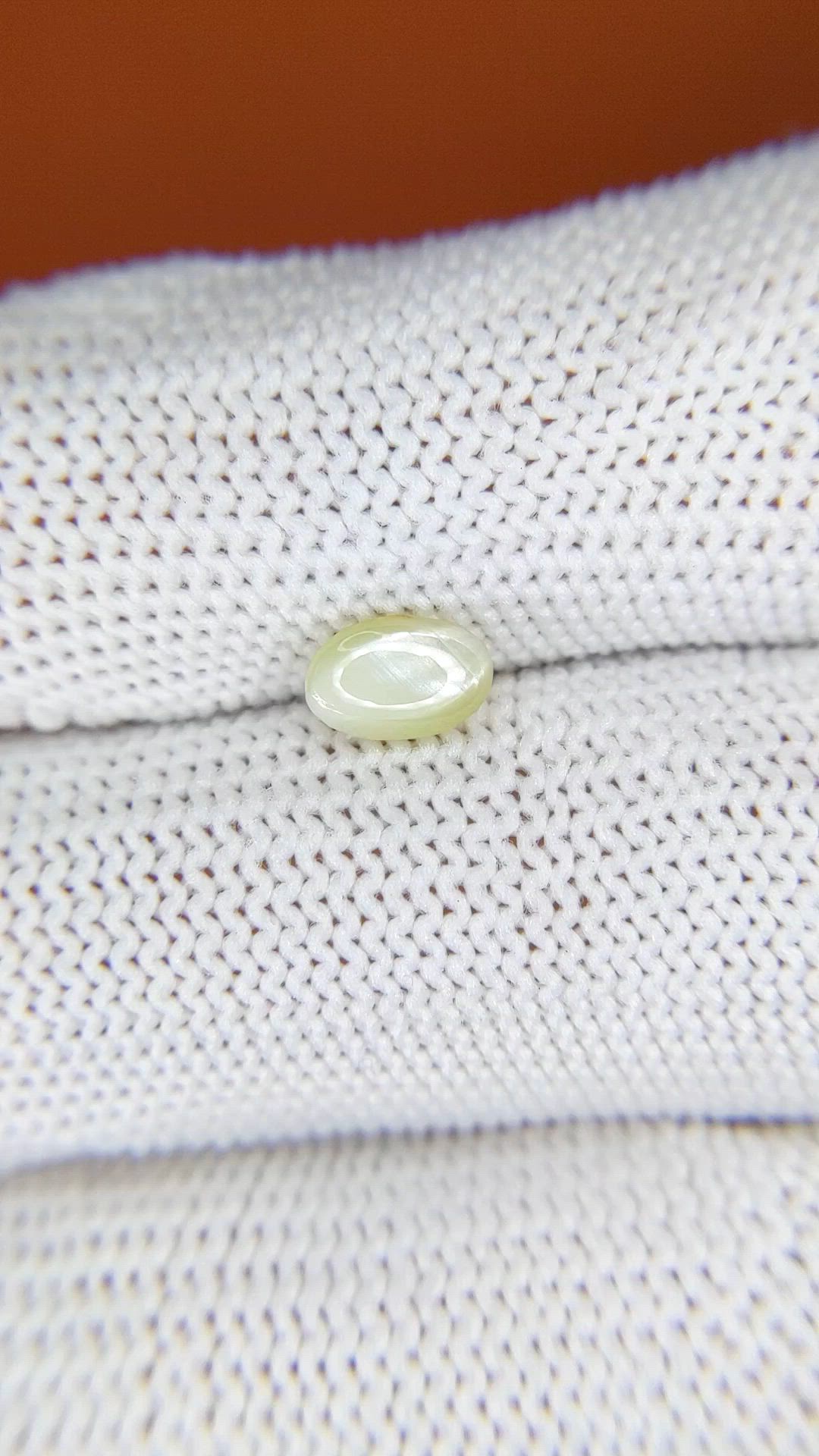 0.83 Ct. Yellowish Green Cabochon Chrysoberyl from Ceylon (Sri Lanka) Size Video