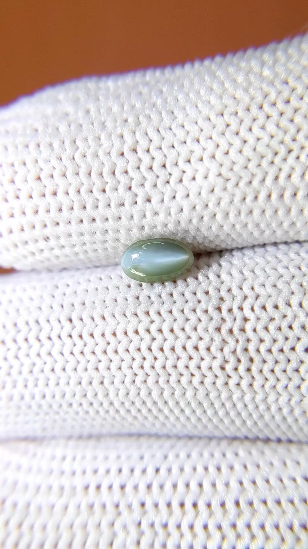 0.64 Ct. Green Cabochon Chrysoberyl from Ceylon (Sri Lanka) Size Video