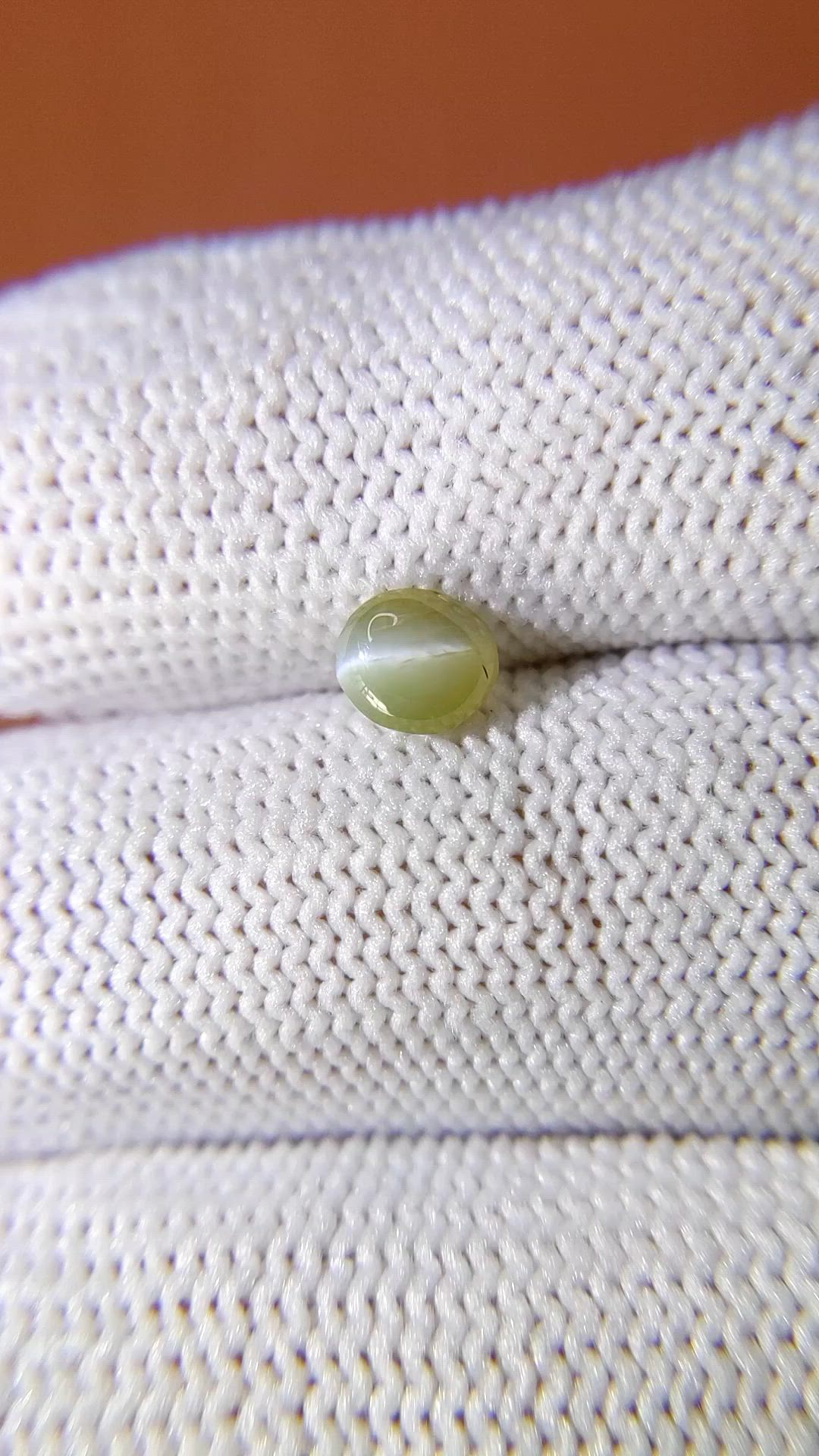 0.82 Ct. Yellowish Green Cabochon Chrysoberyl from Ceylon (Sri Lanka) Size Video