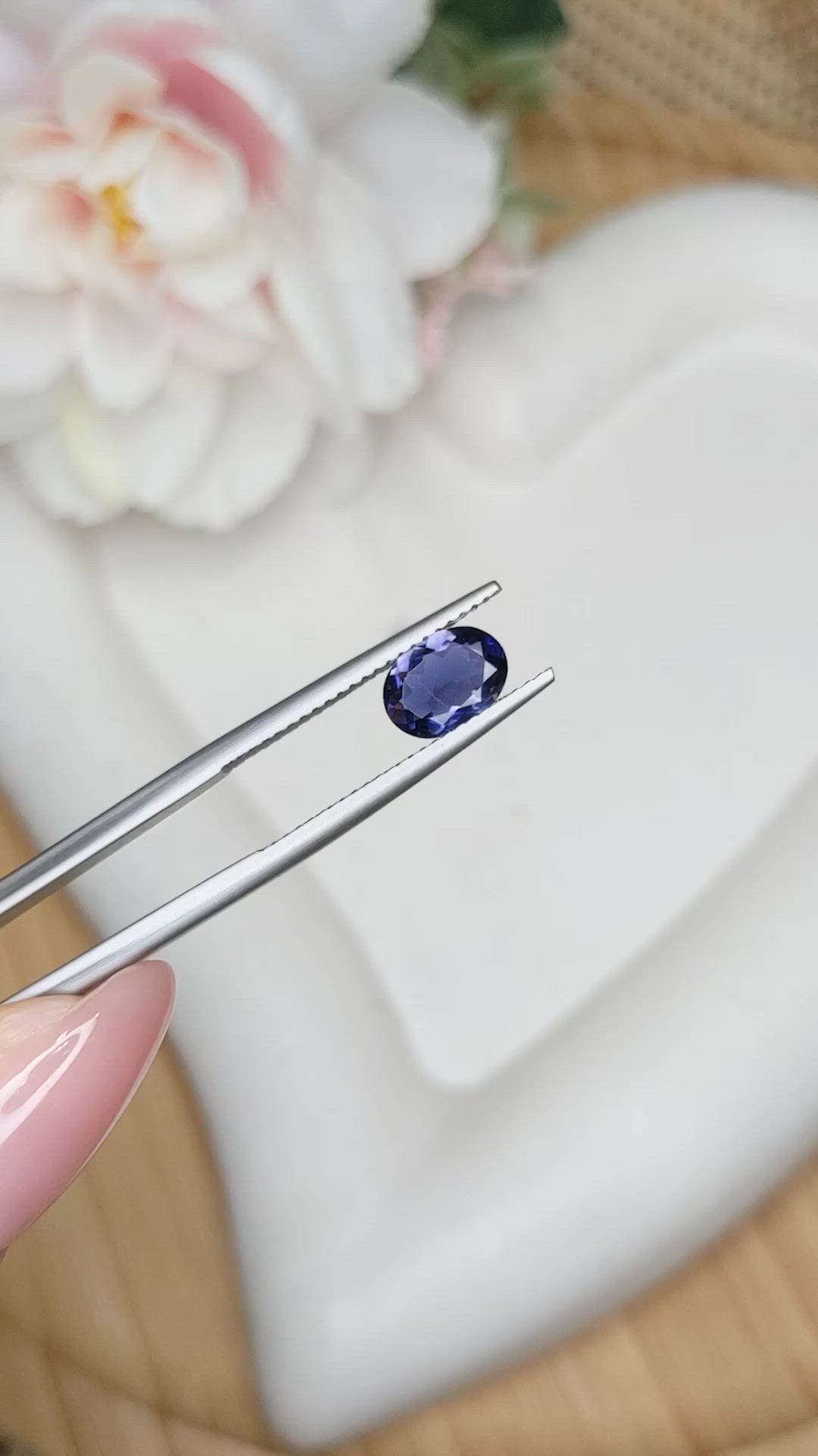 0.82 Ct. Purplish Blue Iolite from Ceylon (Sri Lanka) Size Video