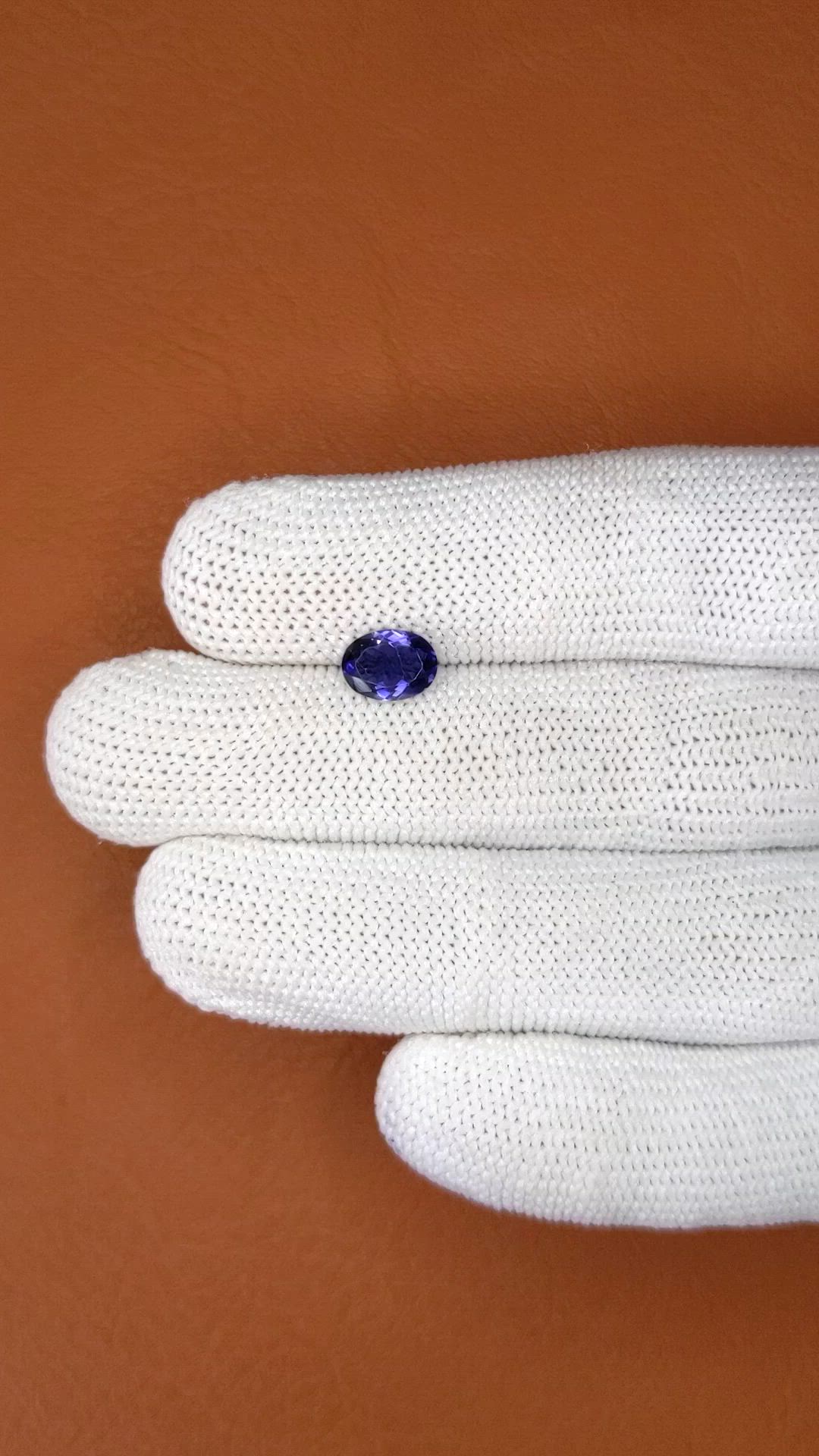 0.82 Ct. Purplish Blue Iolite from Ceylon (Sri Lanka) Size Video