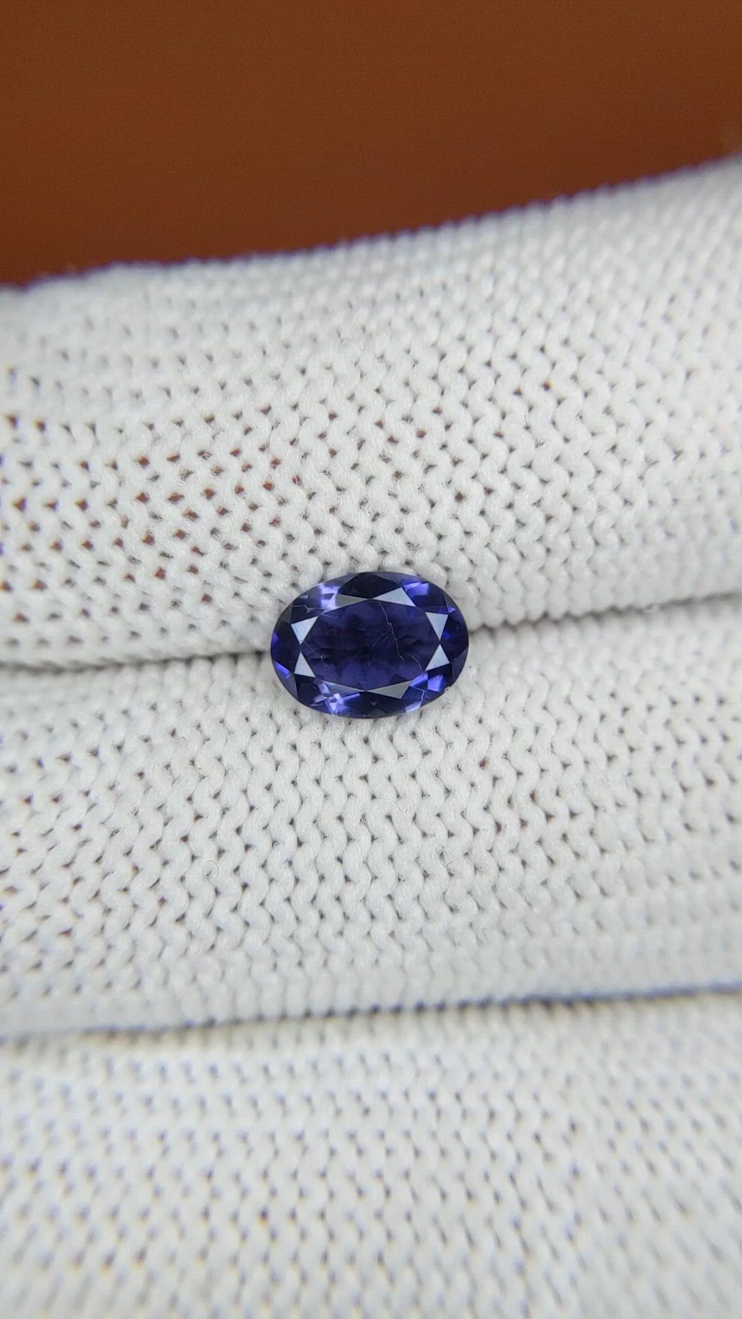 0.82 Ct. Purplish Blue Iolite from Ceylon (Sri Lanka) Size Video