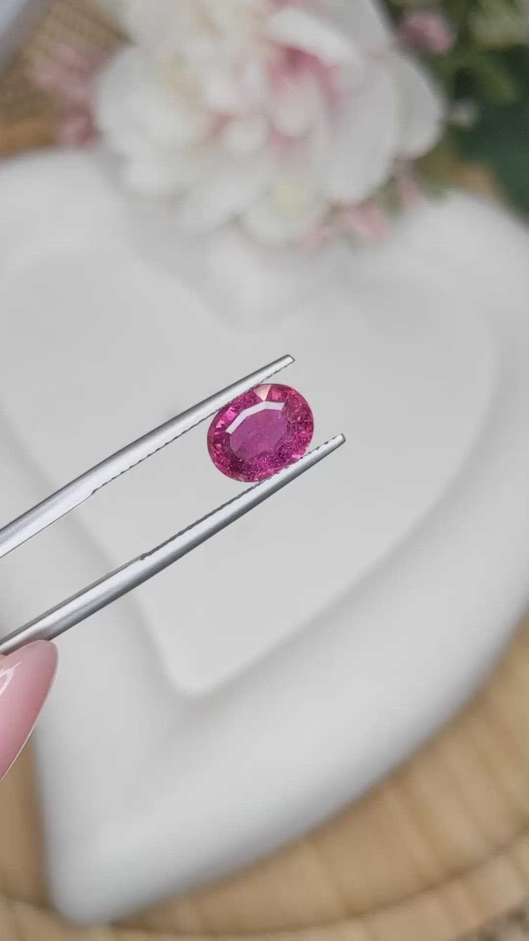 2.15 Ct. Pink Spinel from Ceylon (Sri Lanka) Size Video