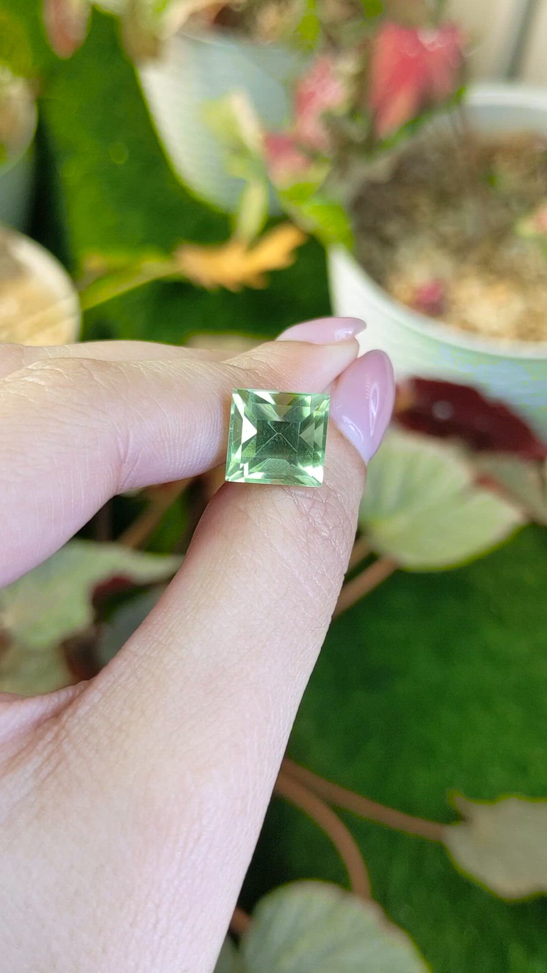 7.46 Ct. Yellowish Green Prasiolite from Brazil Size Video