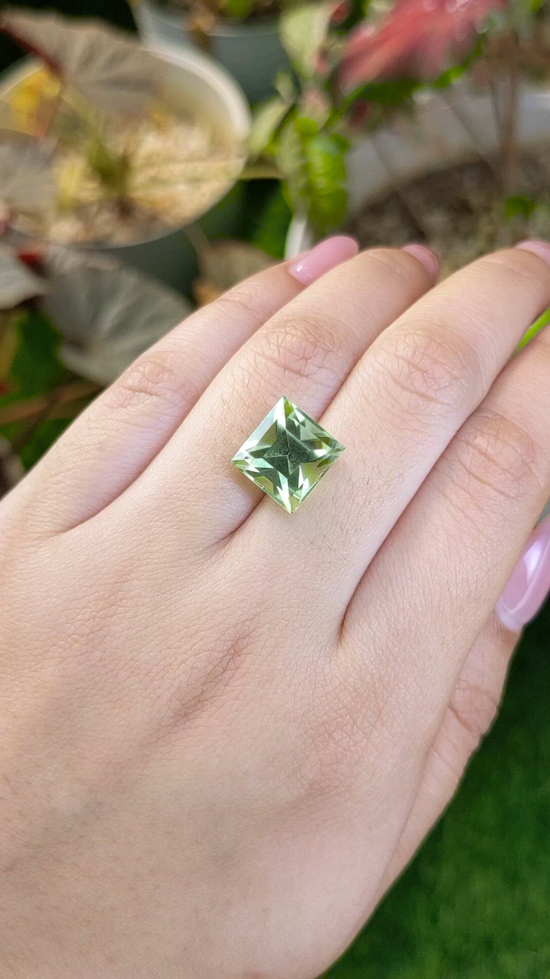 7.46 Ct. Yellowish Green Prasiolite from Brazil Size Video