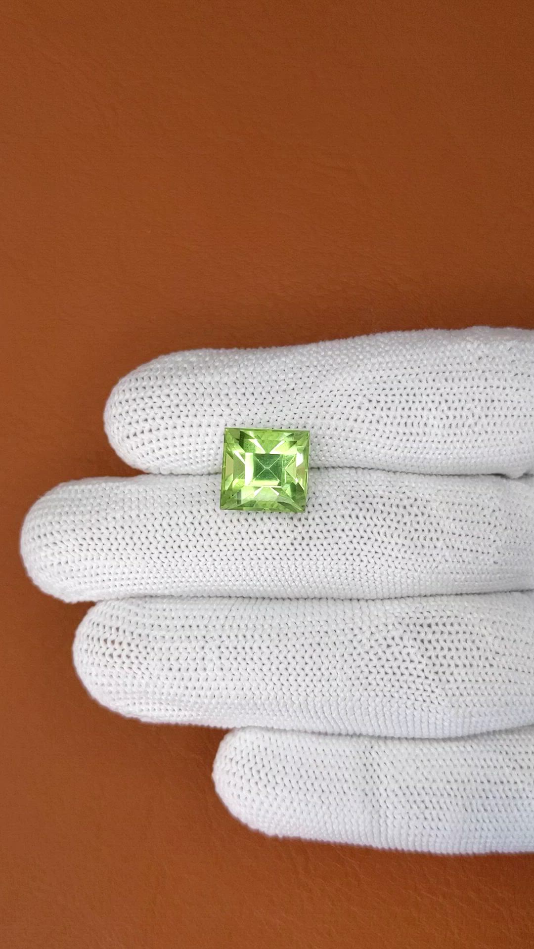 7.46 Ct. Yellowish Green Prasiolite from Brazil Size Video