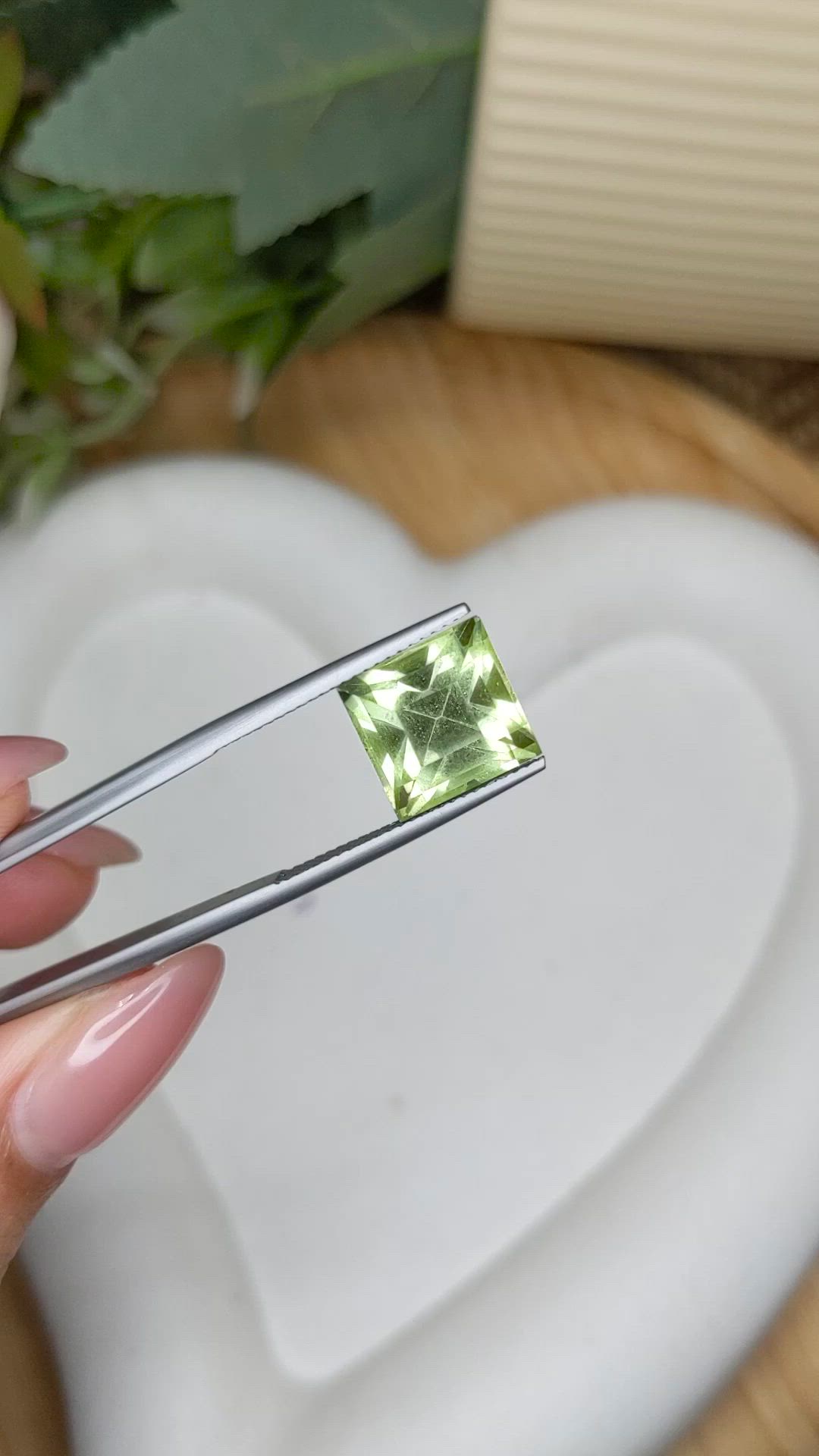 7.46 Ct. Yellowish Green Prasiolite from Brazil Size Video