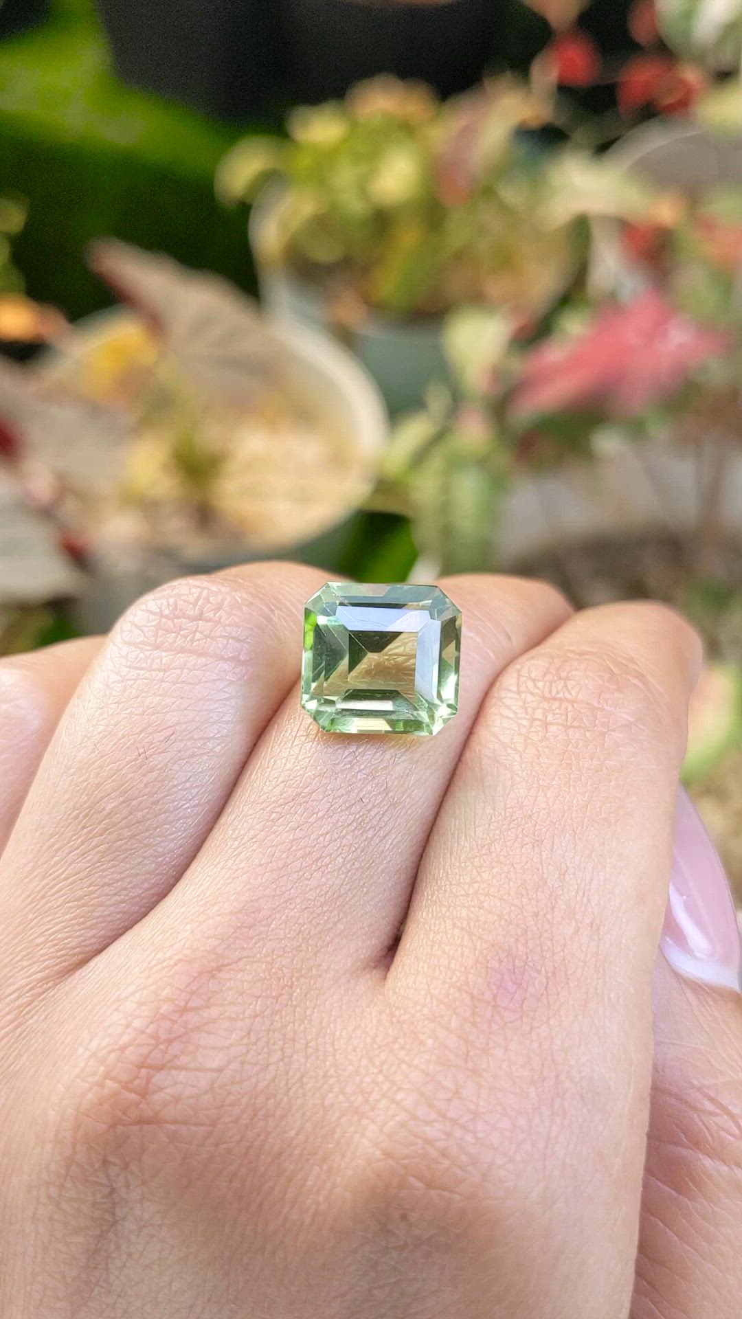 10.08 Ct. Yellowish Green Prasiolite from Brazil Size Video
