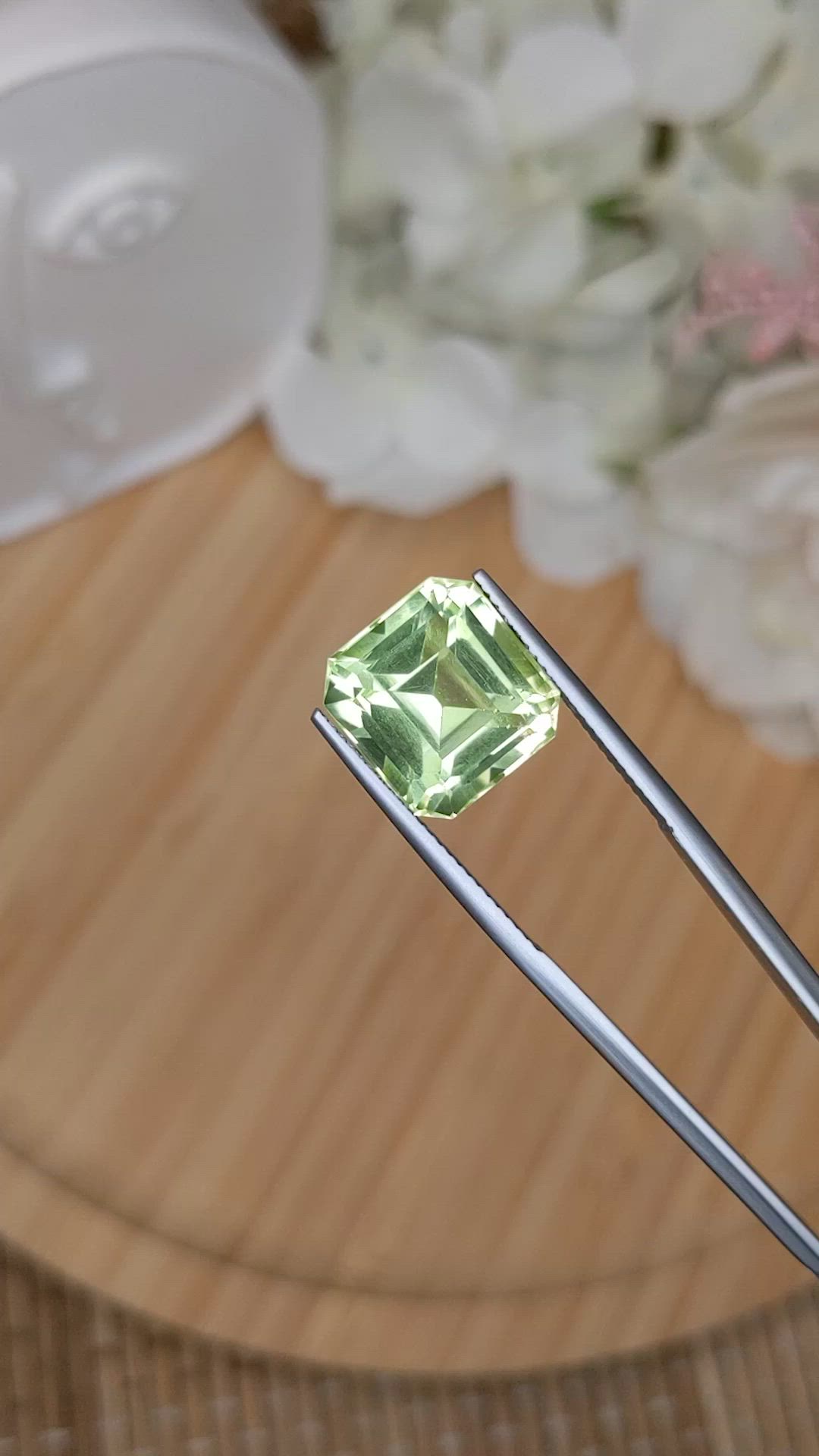 10.08 Ct. Yellowish Green Prasiolite from Brazil Size Video