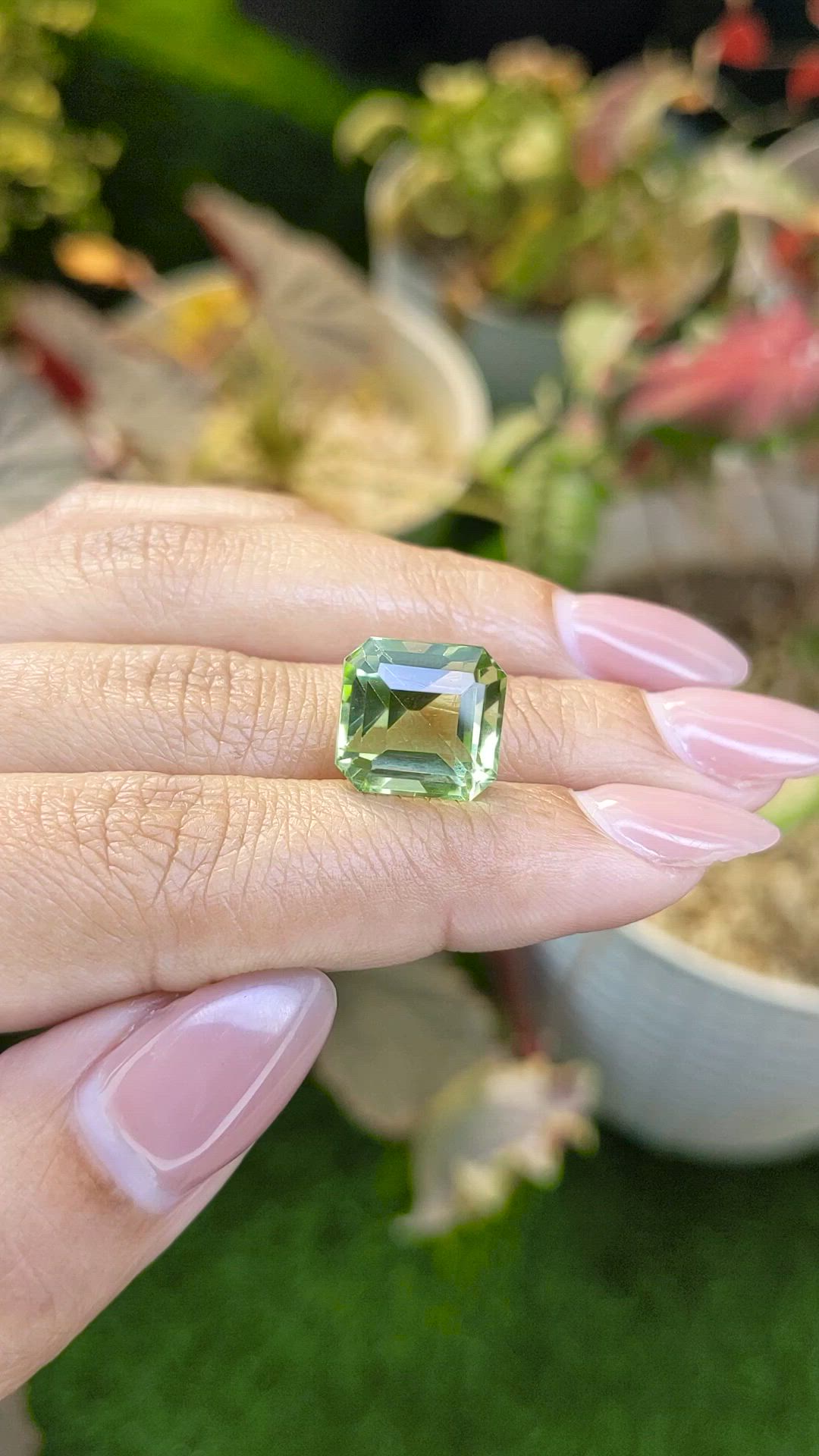 10.08 Ct. Yellowish Green Prasiolite from Brazil Size Video