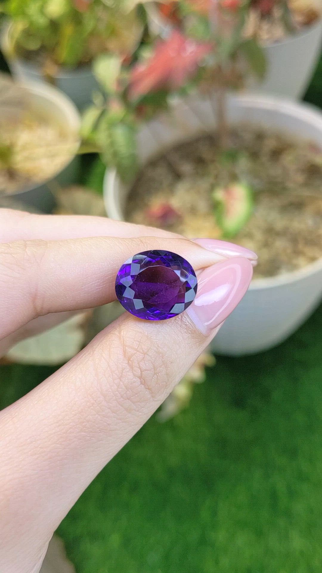 10.84 Ct. Purple Amethyst from Brazil Size Video