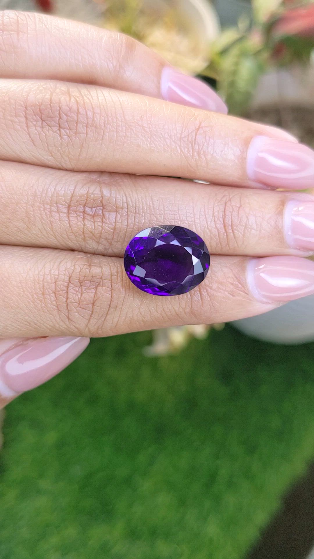 11.37 Ct. Purple Amethyst from Brazil Size Video