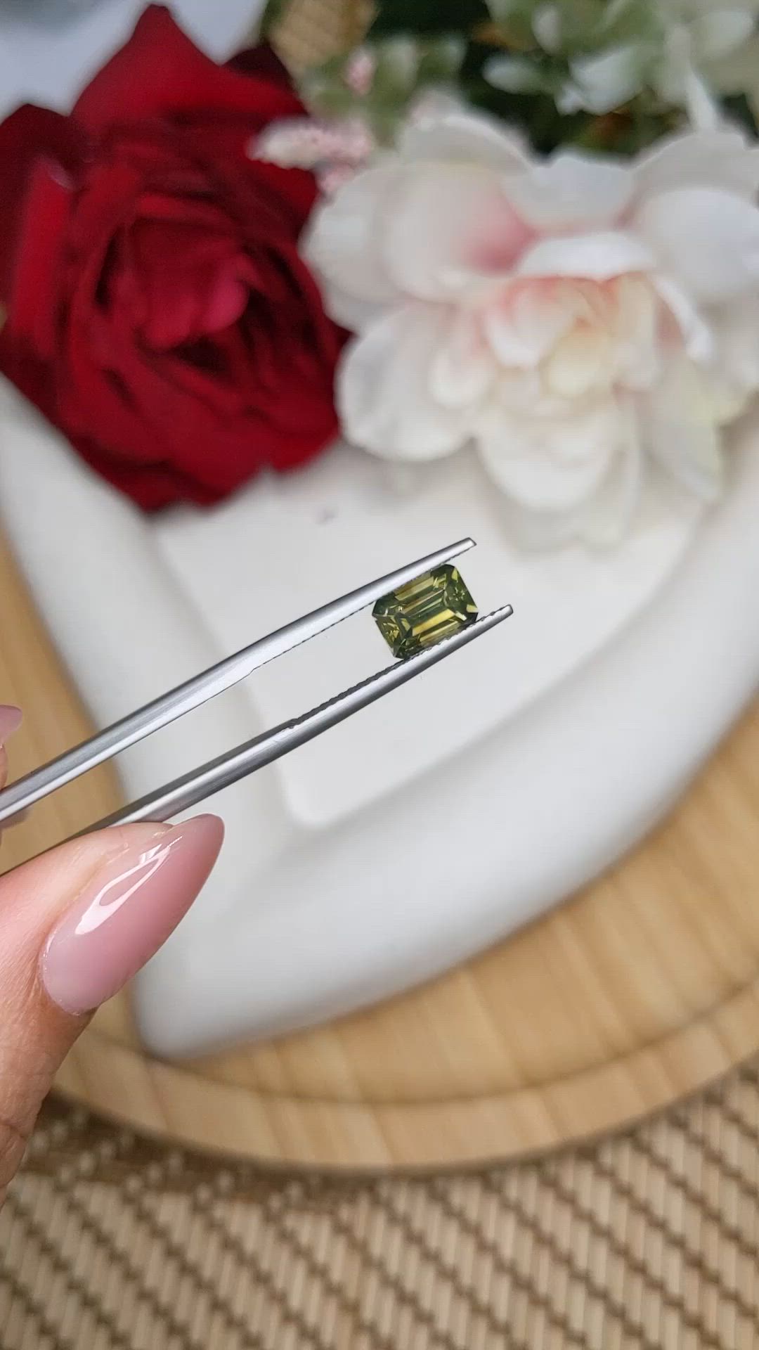 1.85 Ct. Yellowish Green Zircon from Ceylon (Sri Lanka) Size Video