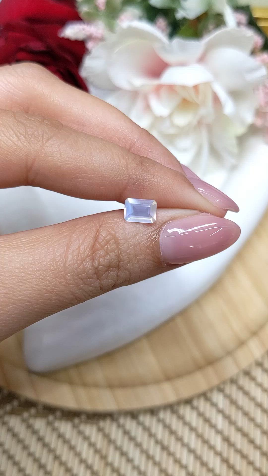 0.77 Ct. Rainbow Moonstone from Ceylon (Sri Lanka) Size Video