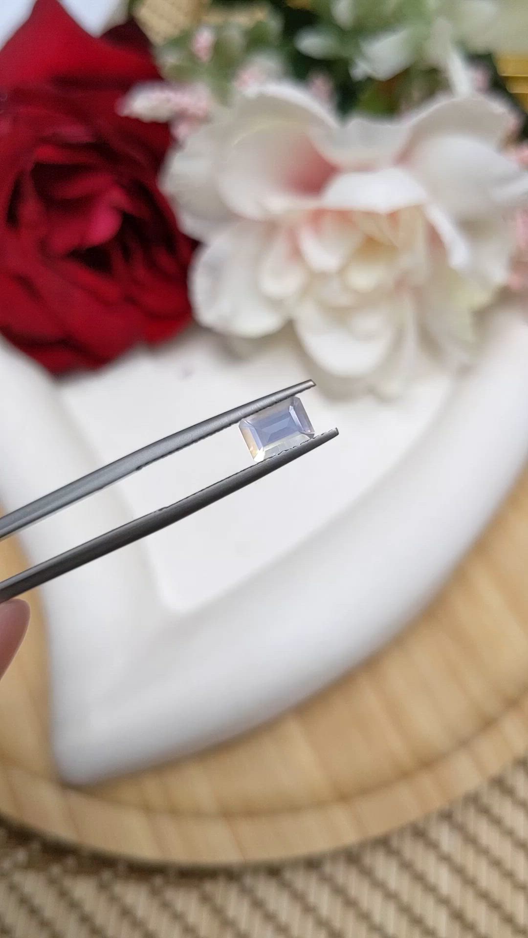 0.77 Ct. Rainbow Moonstone from Ceylon (Sri Lanka) Size Video