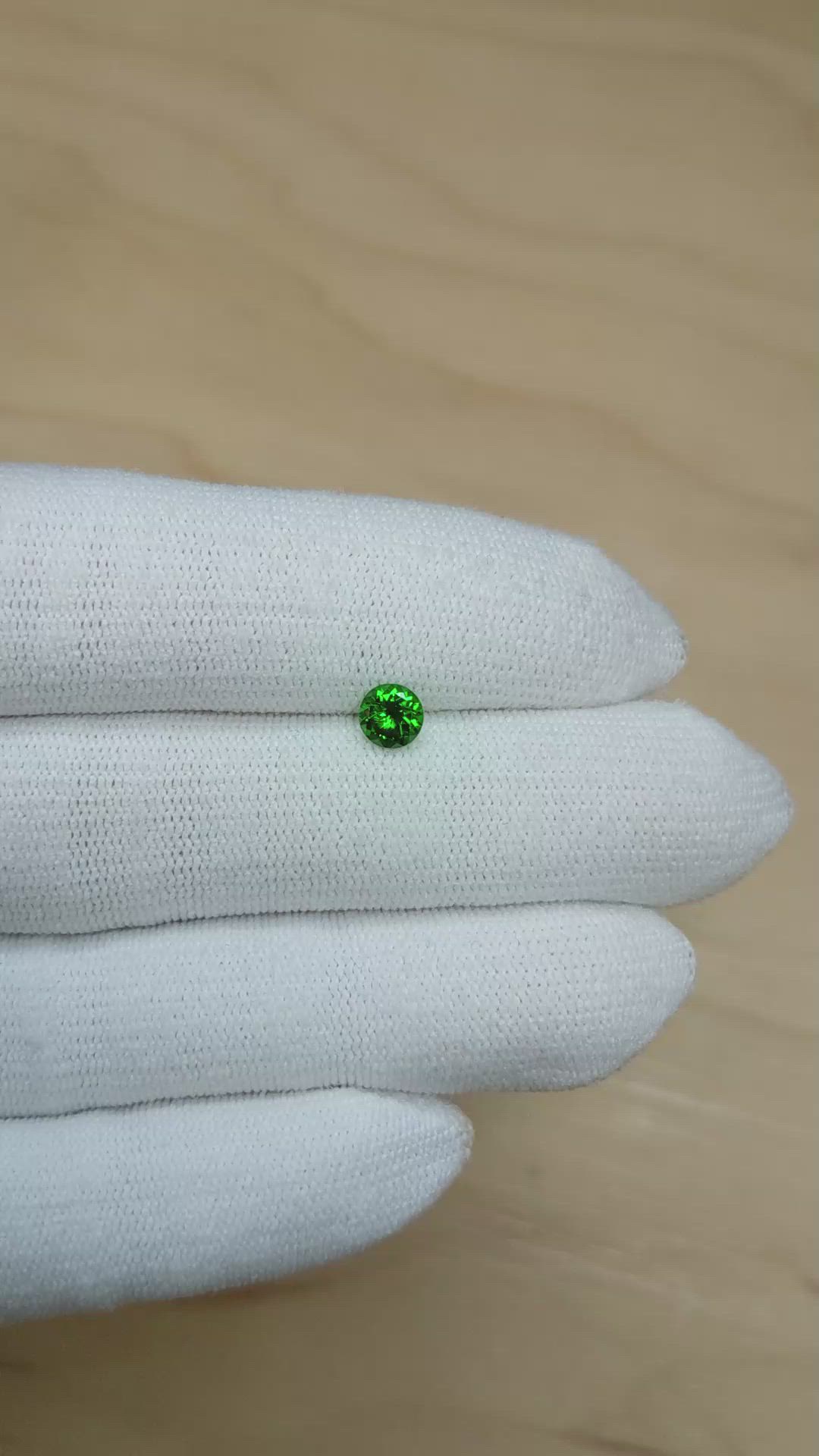 0.63 Ct. Tsavorite Garnet from Tanzania Size Video