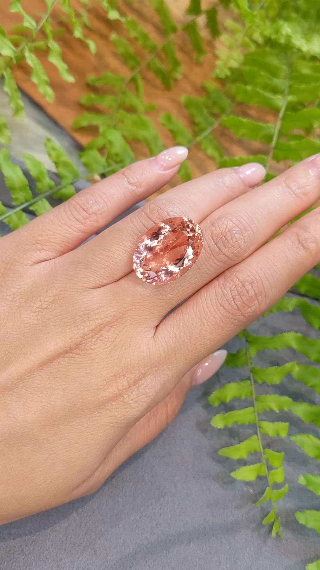22.04 Ct. Peach Morganite from Brazil Size Video