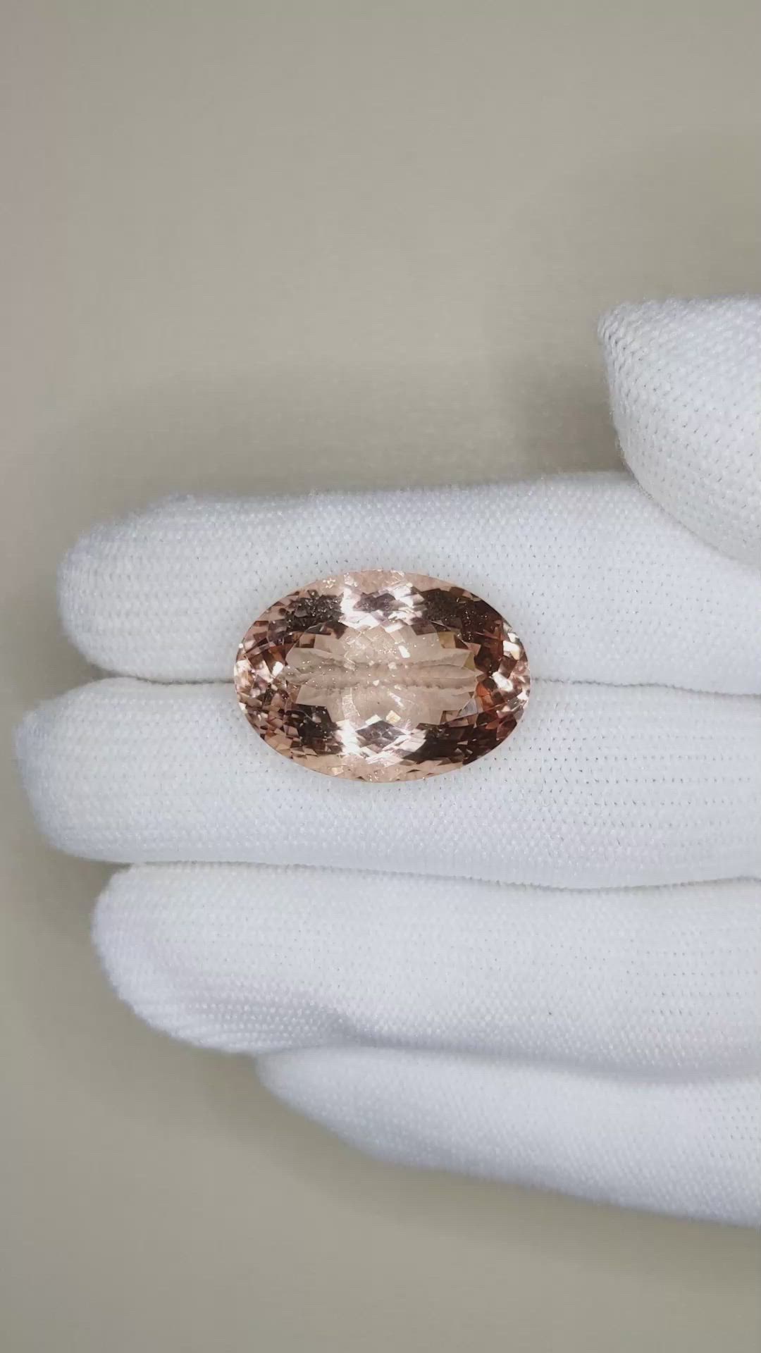 22.04 Ct. Peach Morganite from Brazil Size Video