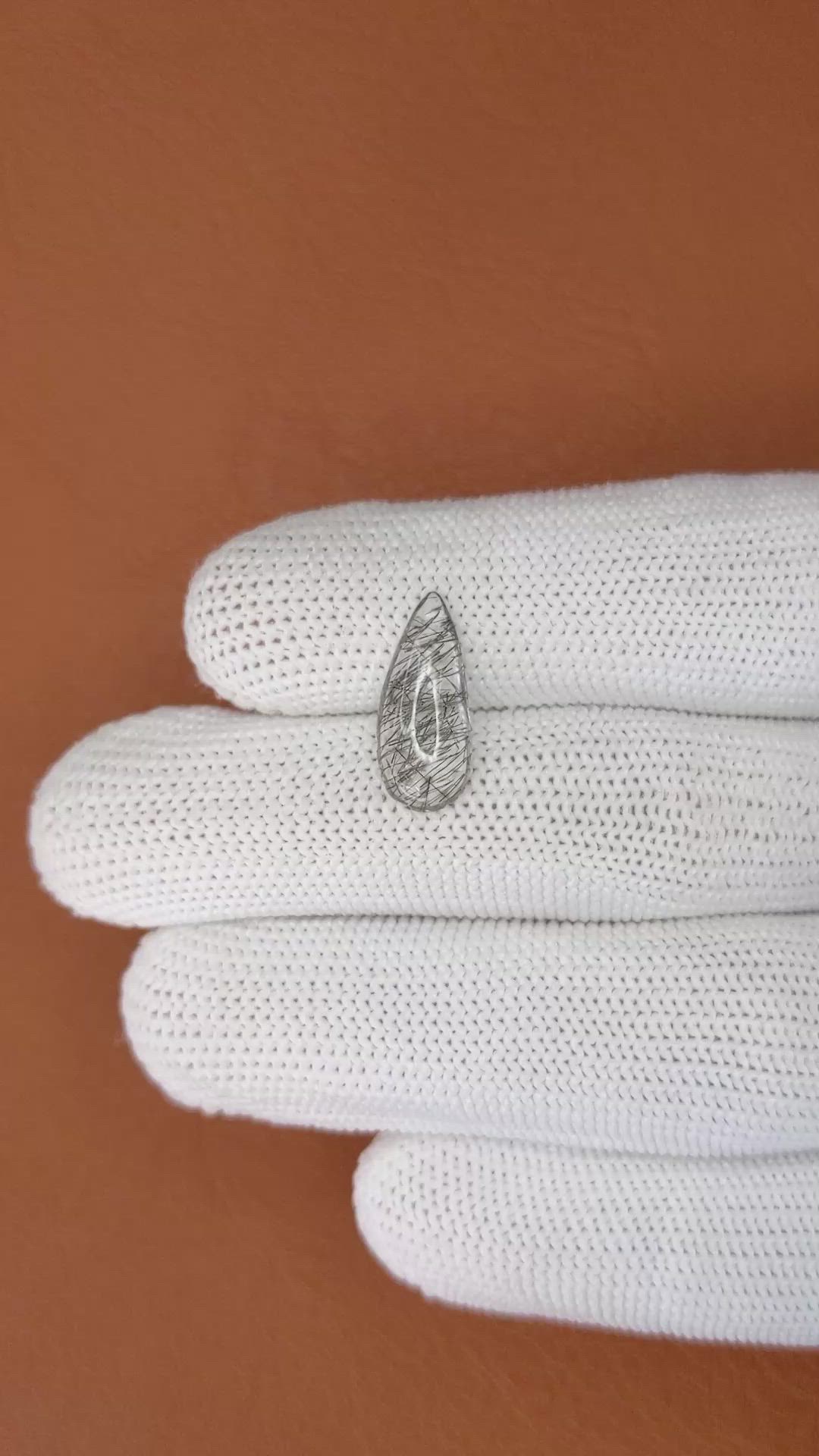 2.40 Ct. White Cabochon Rutilated Quartz from Ceylon (Sri Lanka) Size Video