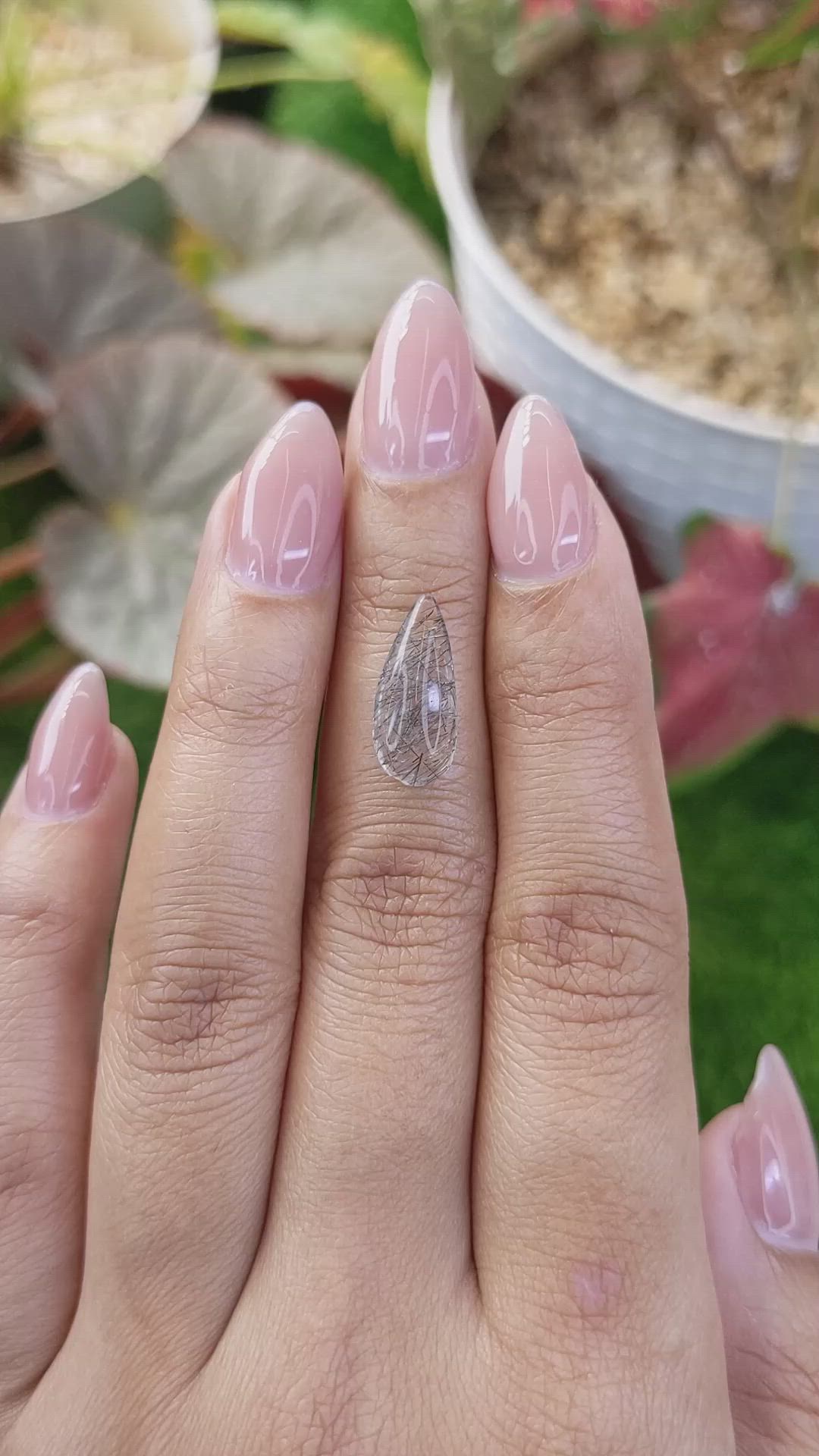 2.40 Ct. White Cabochon Rutilated Quartz from Ceylon (Sri Lanka) Size Video