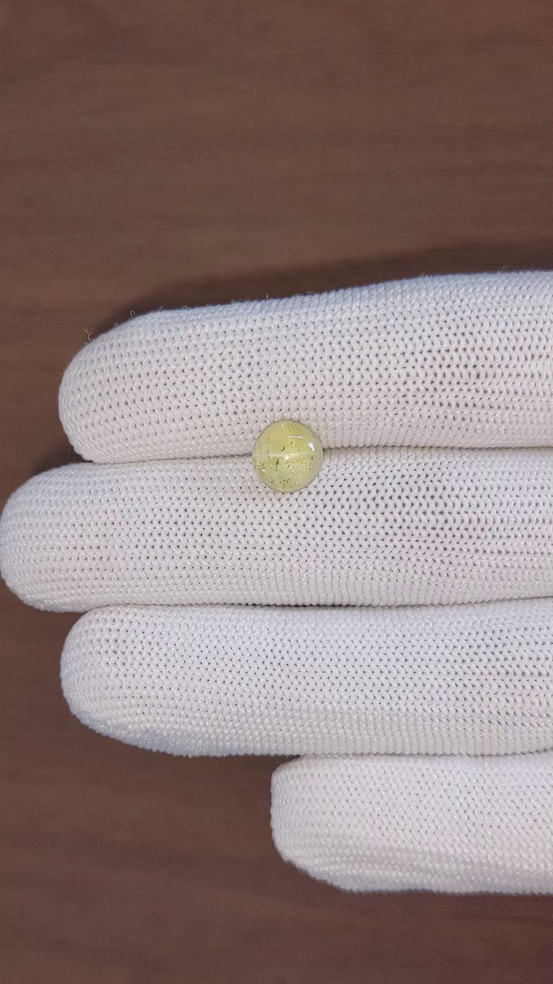2.28 Ct. Greenish Yellow Cabochon Chrysoberyl from Ceylon (Sri Lanka) Size Video