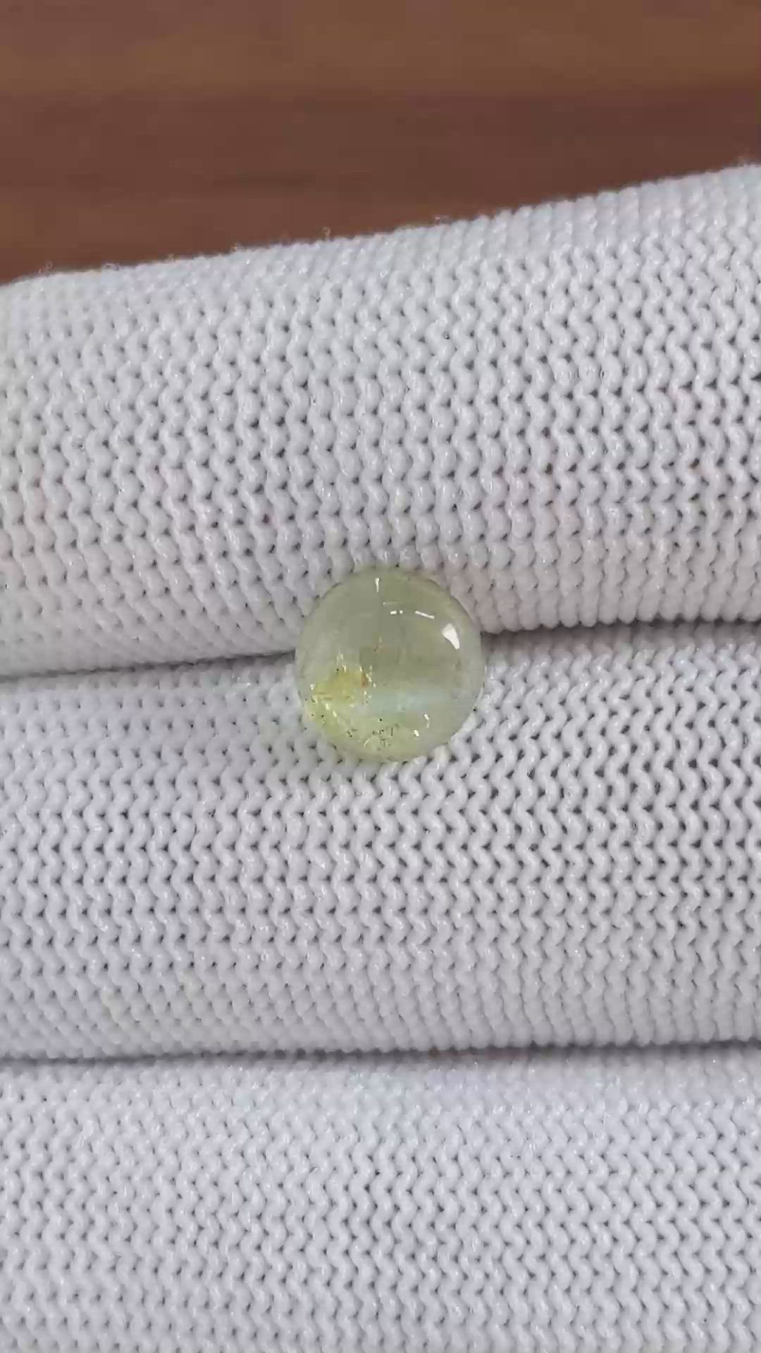 2.28 Ct. Greenish Yellow Cabochon Chrysoberyl from Ceylon (Sri Lanka) Size Video
