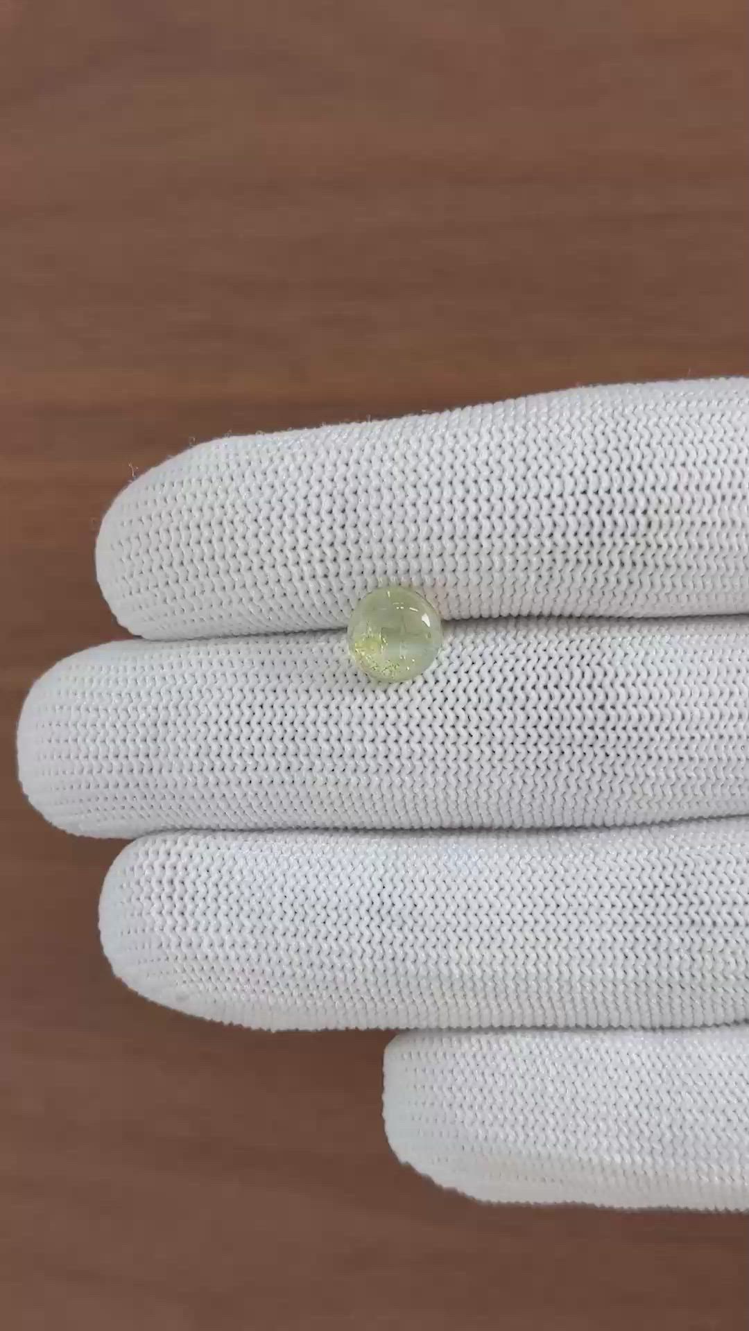 2.28 Ct. Greenish Yellow Cabochon Chrysoberyl from Ceylon (Sri Lanka) Size Video
