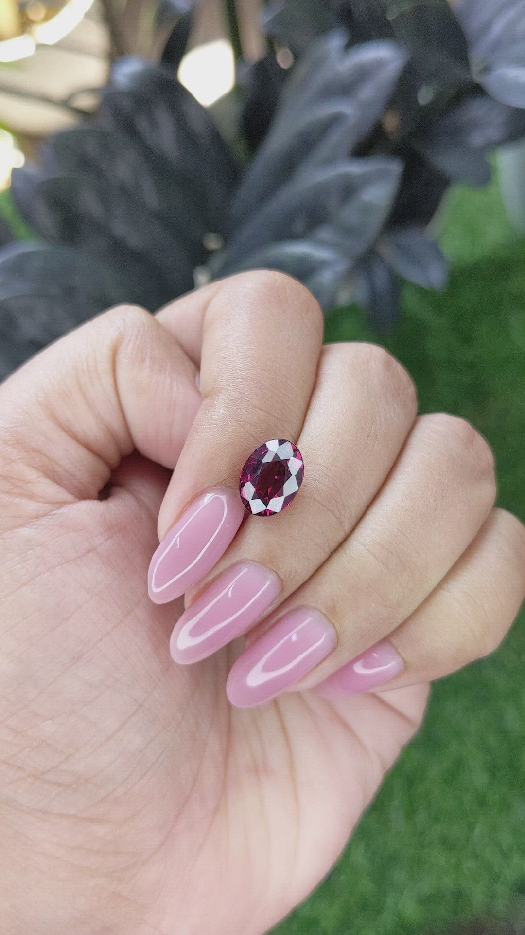 4.18 Ct. Purplish Red Rhodolite Garnet from Ceylon (Sri Lanka) Size Video