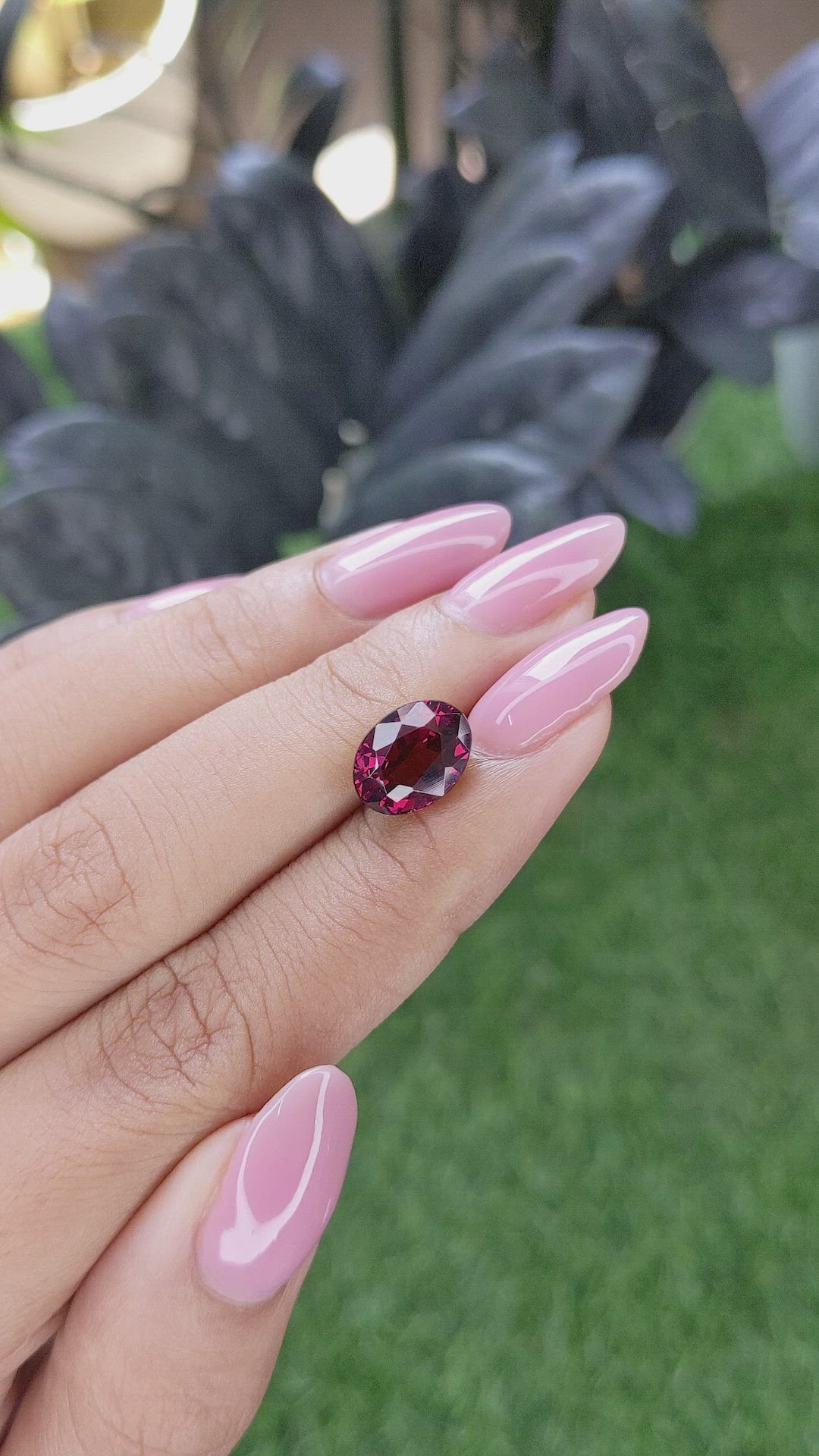 4.18 Ct. Purplish Red Rhodolite Garnet from Ceylon (Sri Lanka) Size Video
