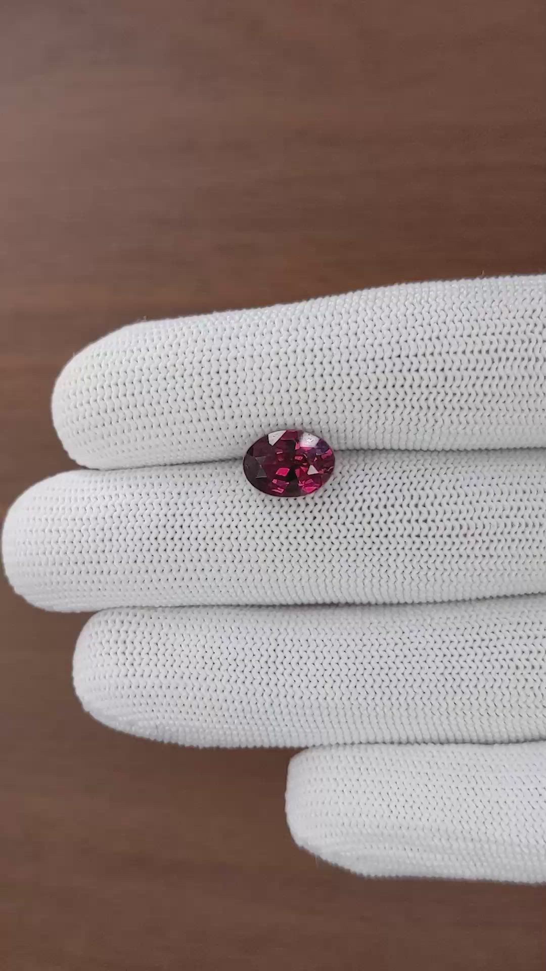 4.18 Ct. Purplish Red Rhodolite Garnet from Ceylon (Sri Lanka) Size Video