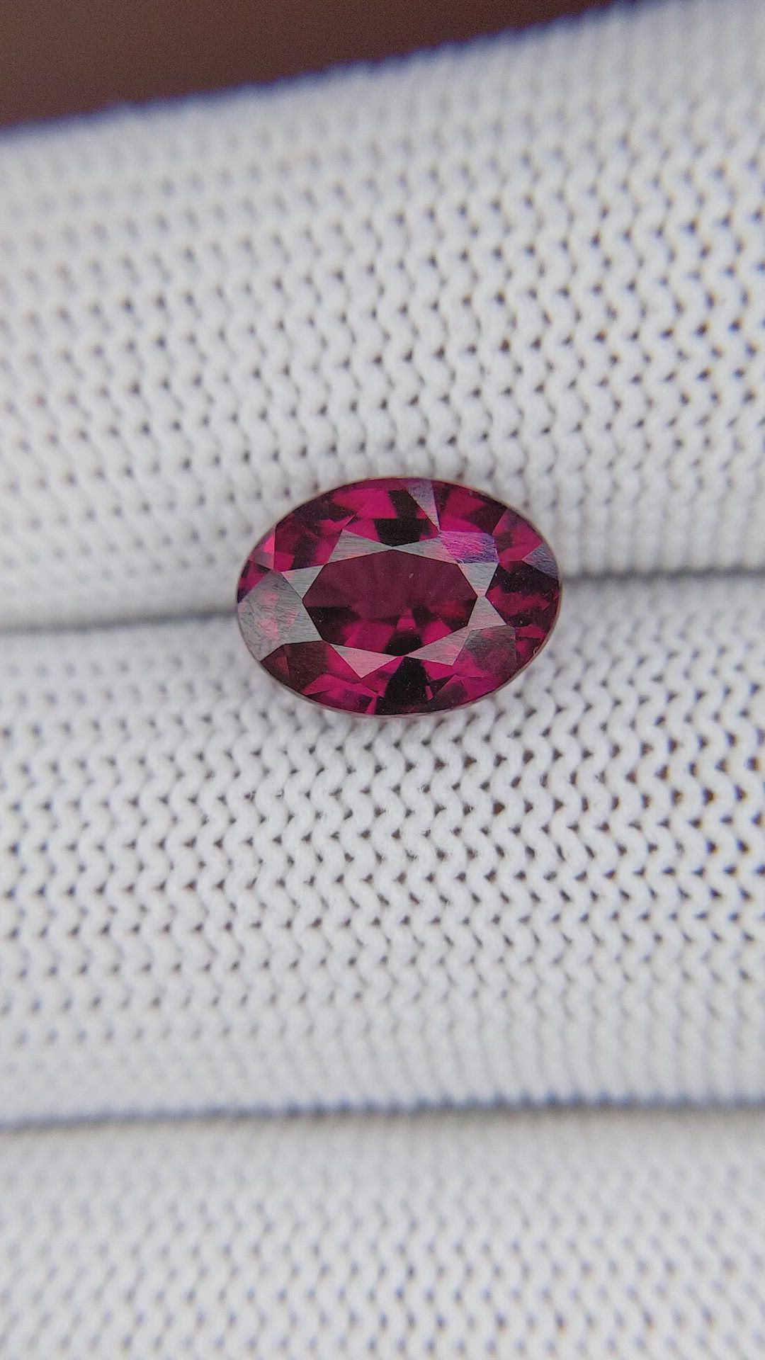 4.18 Ct. Purplish Red Rhodolite Garnet from Ceylon (Sri Lanka) Size Video