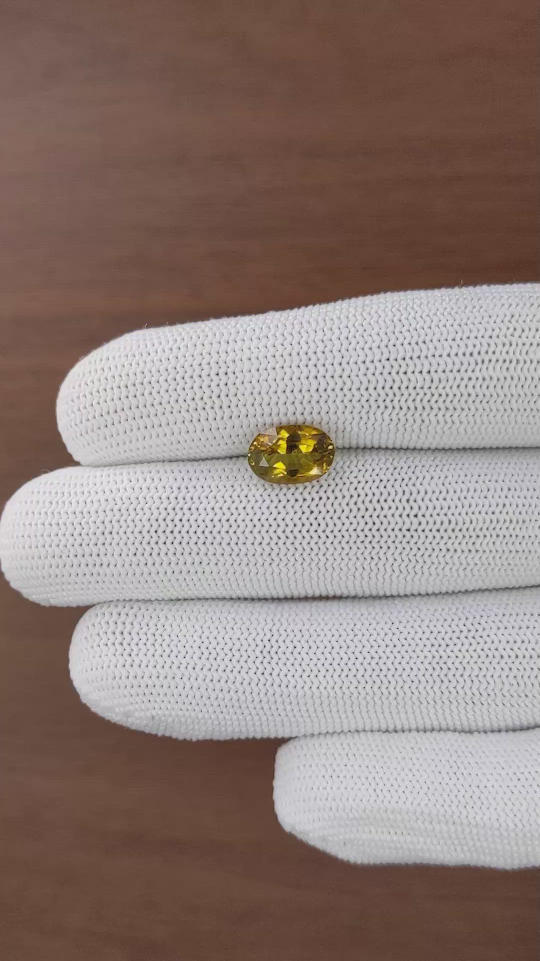 2.74 Ct. Yellowish Brown Tourmaline from Ceylon (Sri Lanka) Size Video